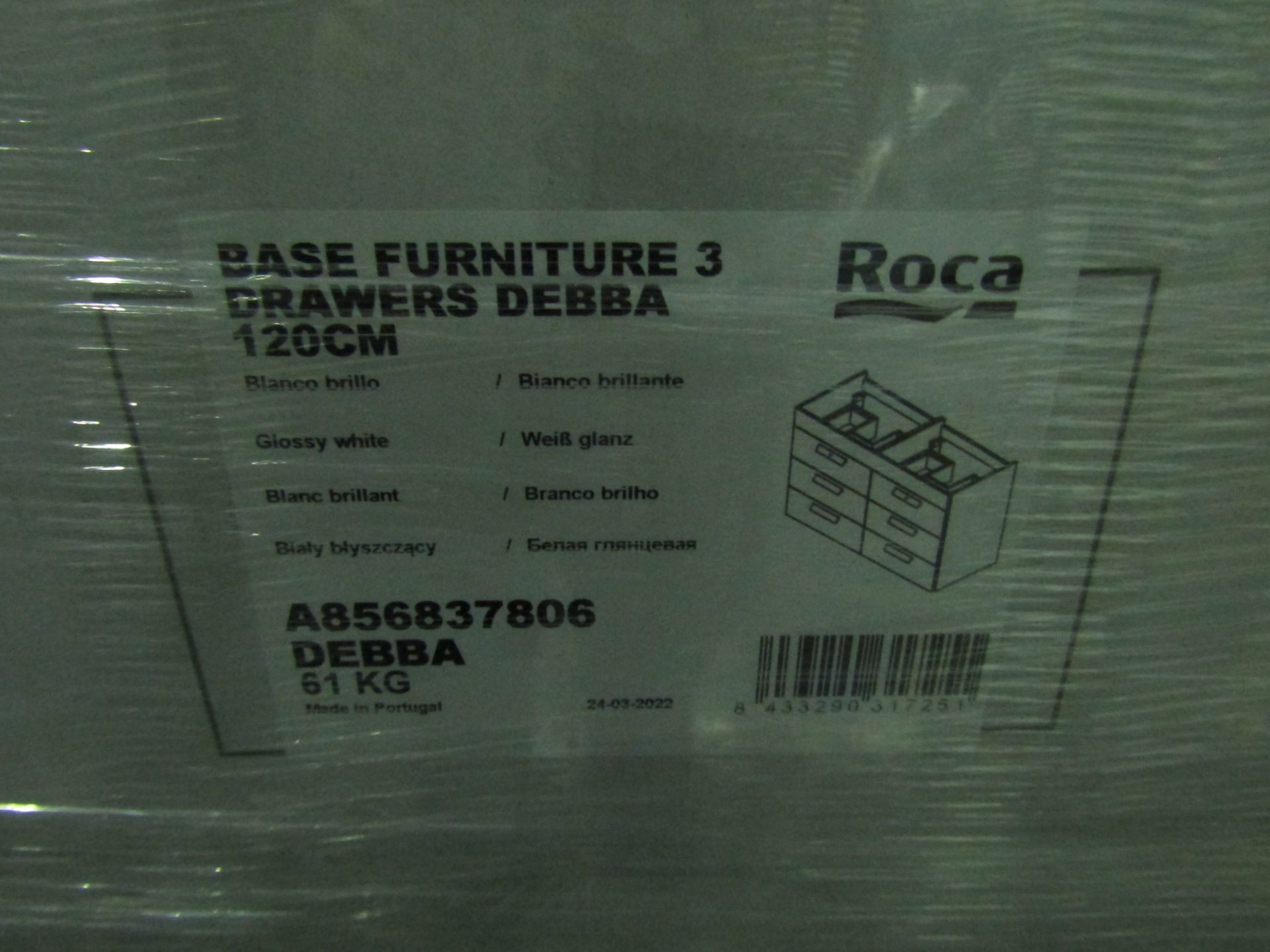 Roca - Debba 1200mm 6 Soft Close Drawer Basin Unit - Gloss White - A856837806 - New & Boxed. RRP ? - Image 2 of 2