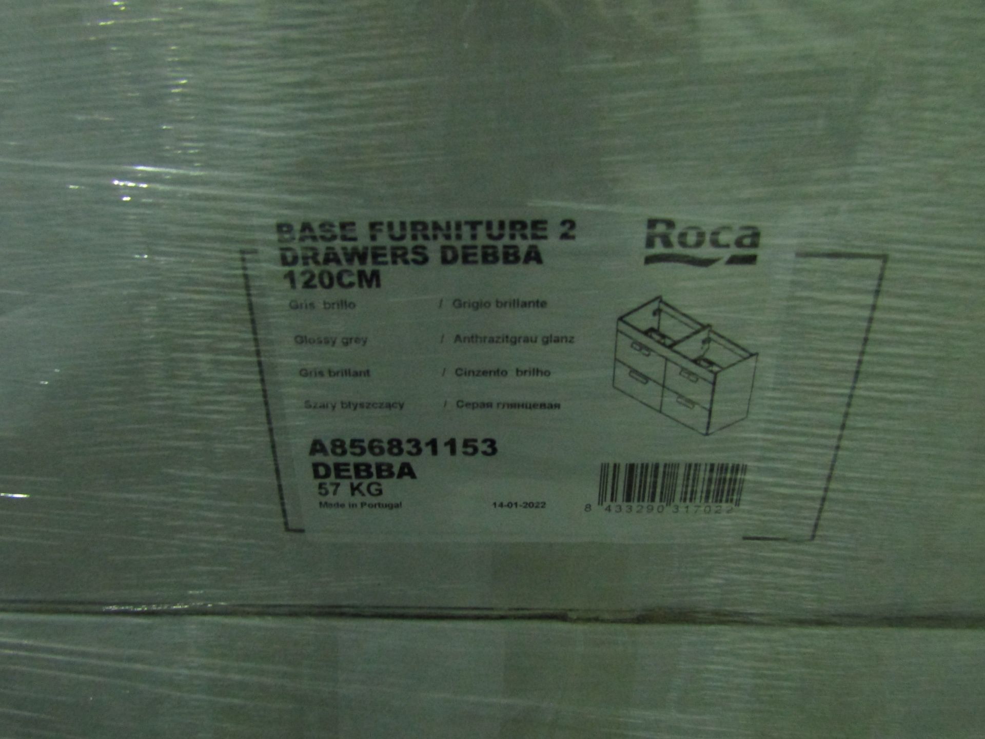 Roca - Debba 1200mm 4 Soft Close Drawer Basin Unit - Gloss Grey - 856831153 - New & Boxed. - Image 2 of 2