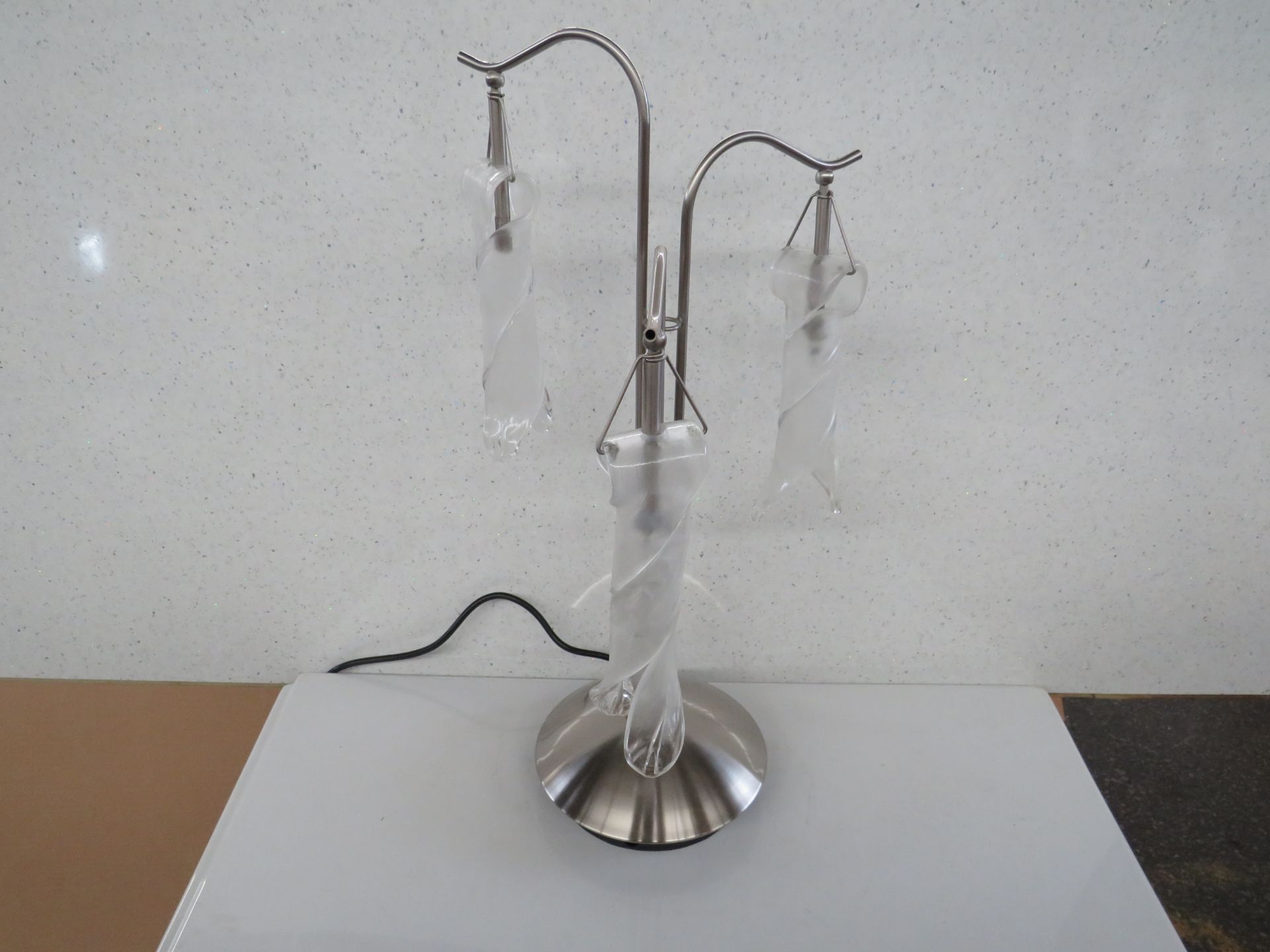 United lights - Brushed Stainless Steel Triple Twist Glass Table Lamp - ( Bulbs Included ) - Boxes