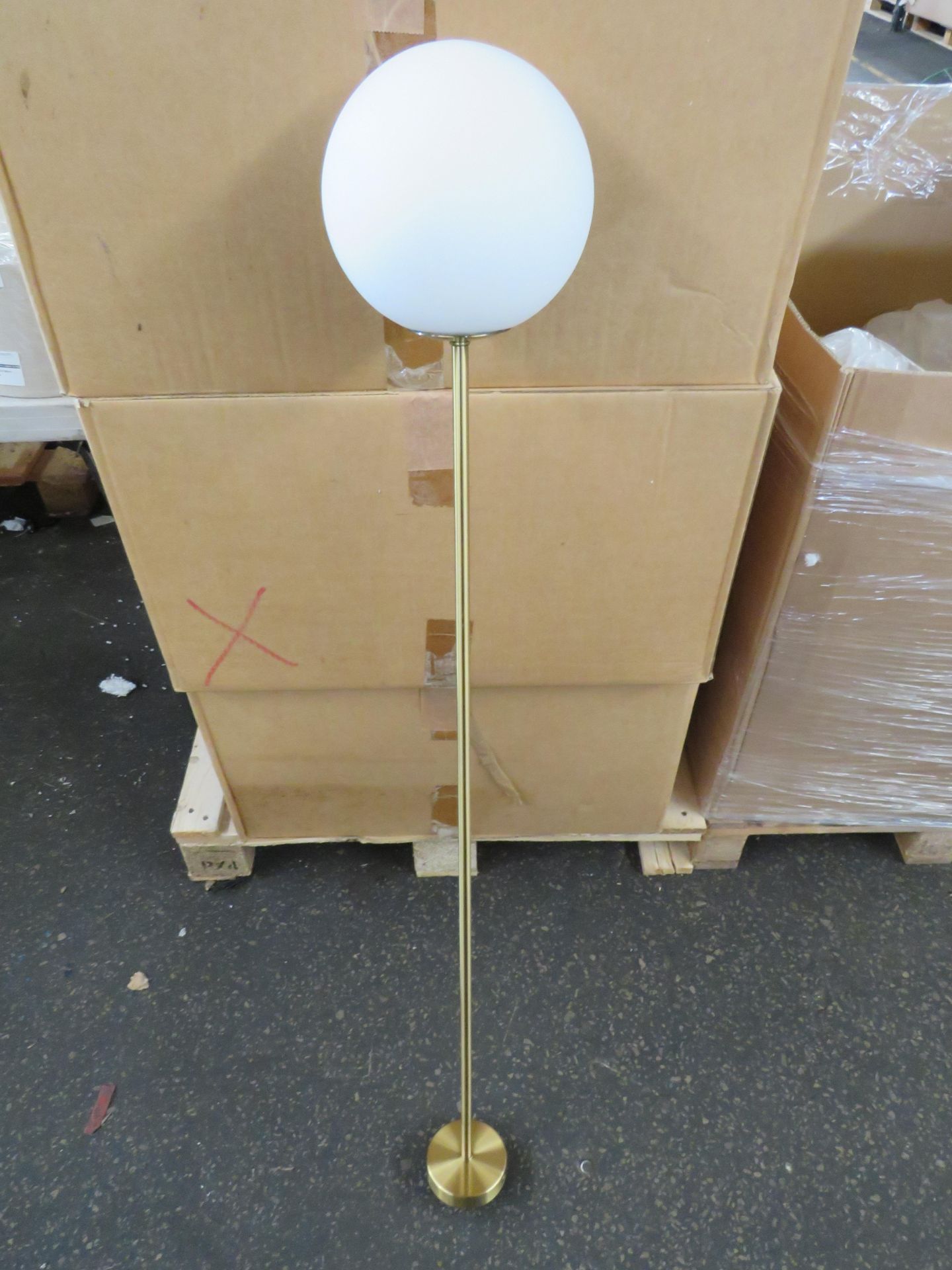 Chelsom - Polished Brass With Opal Glass Ball Shade Ceiling Light - New & Boxed.
