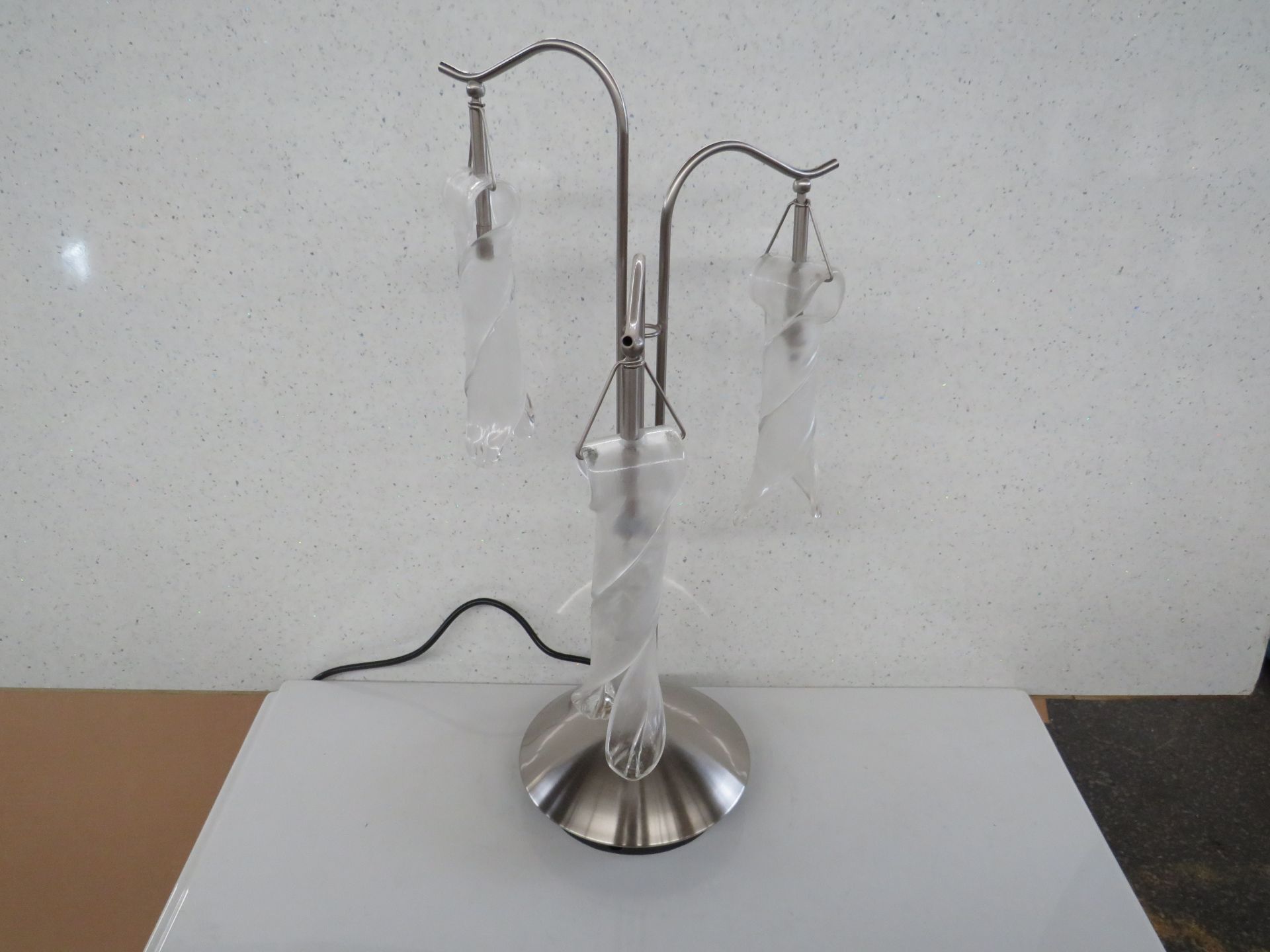 United lights - Brushed Stainless Steel Triple Twist Glass Table Lamp - ( Bulbs Included ) - Boxes