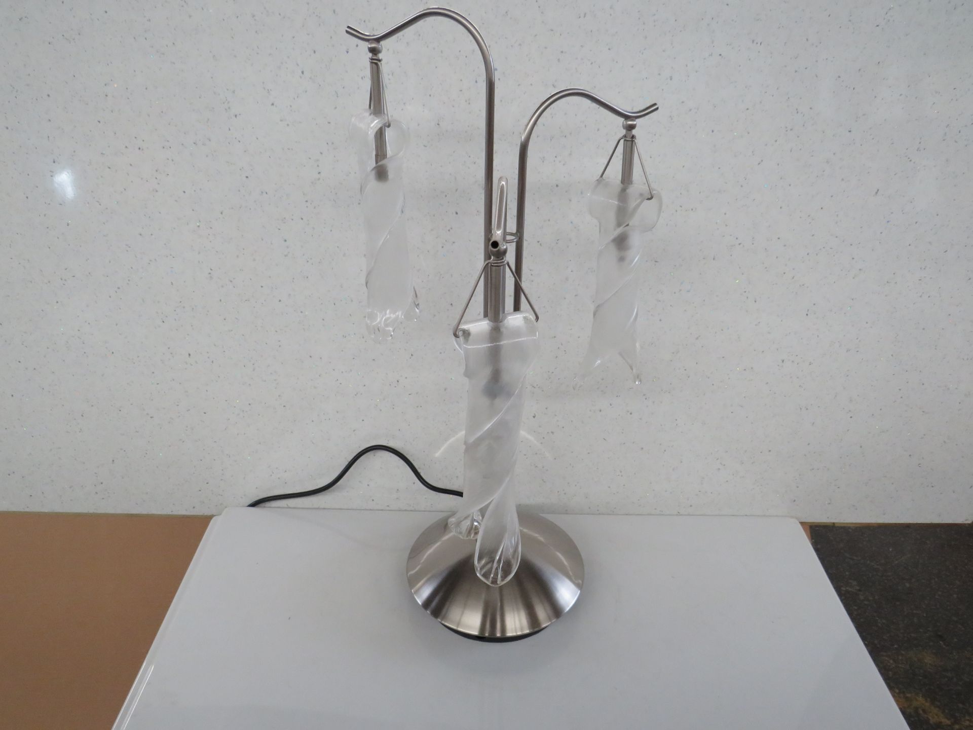 United lights - Brushed Stainless Steel Triple Twist Glass Table Lamp - ( Bulbs Included ) - Boxes