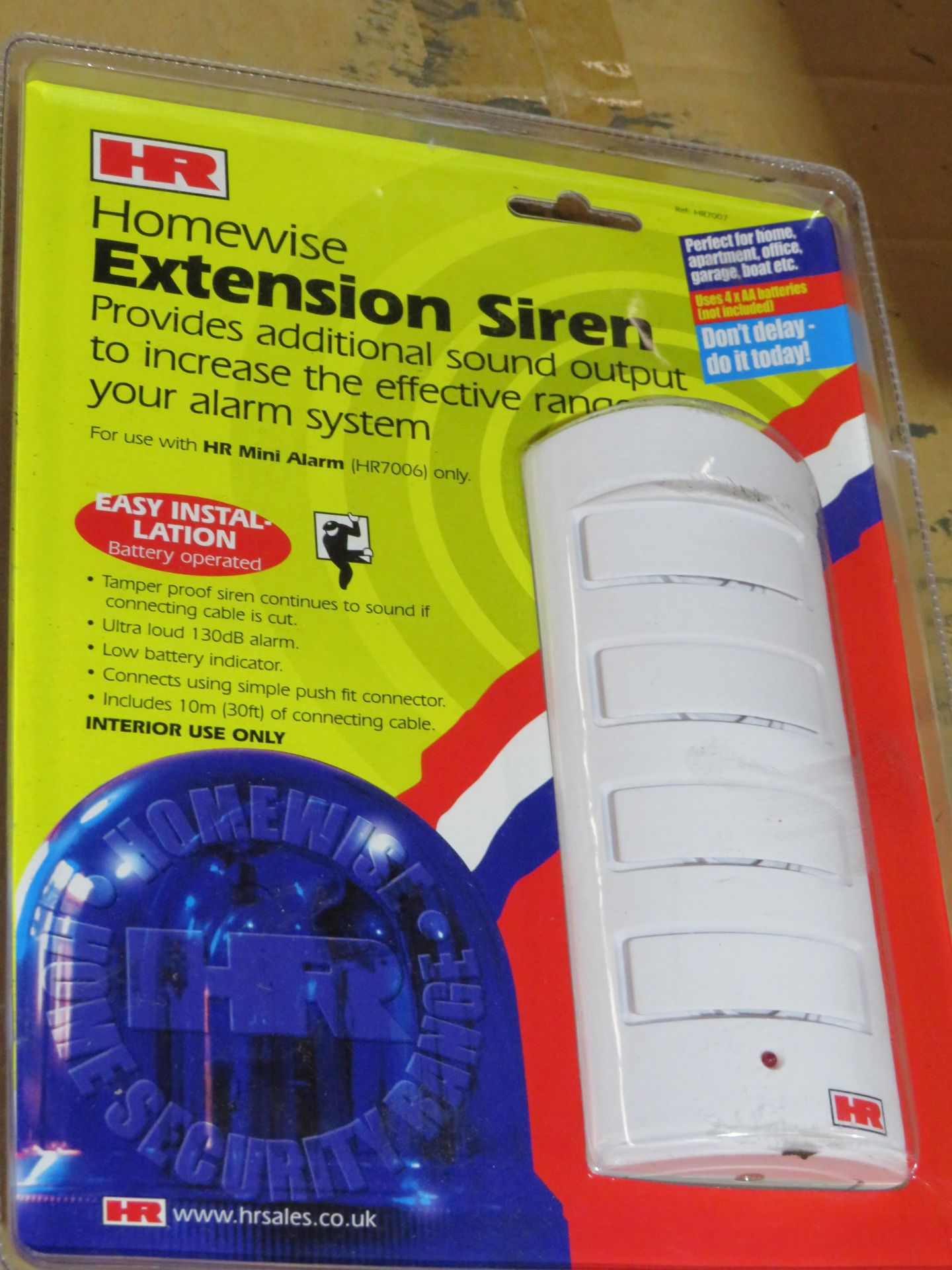 Box of 24x Home wise Extension sirens, still sealed in packaging