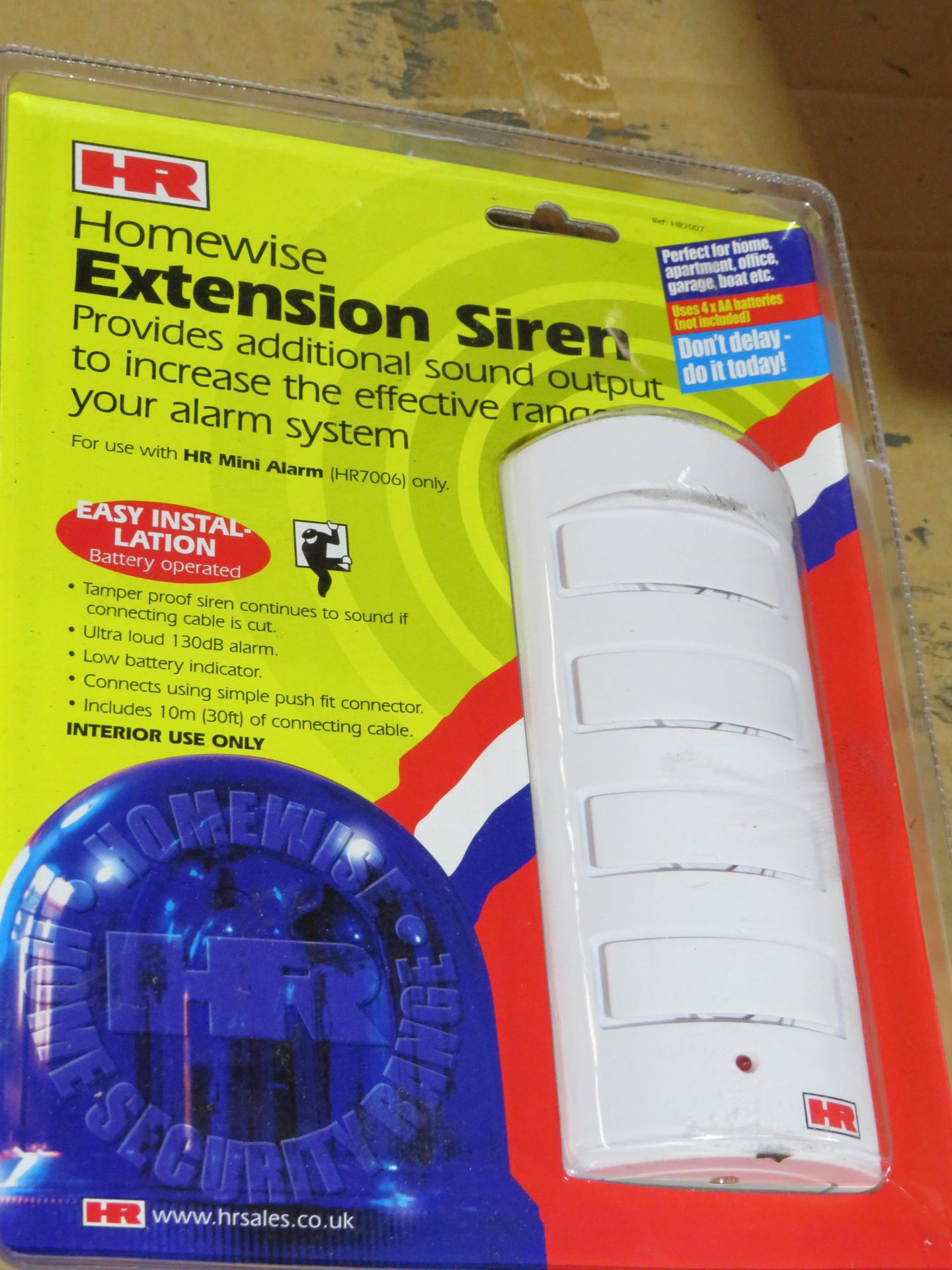 Box of 24x Home wise Extension sirens, still sealed in packaging