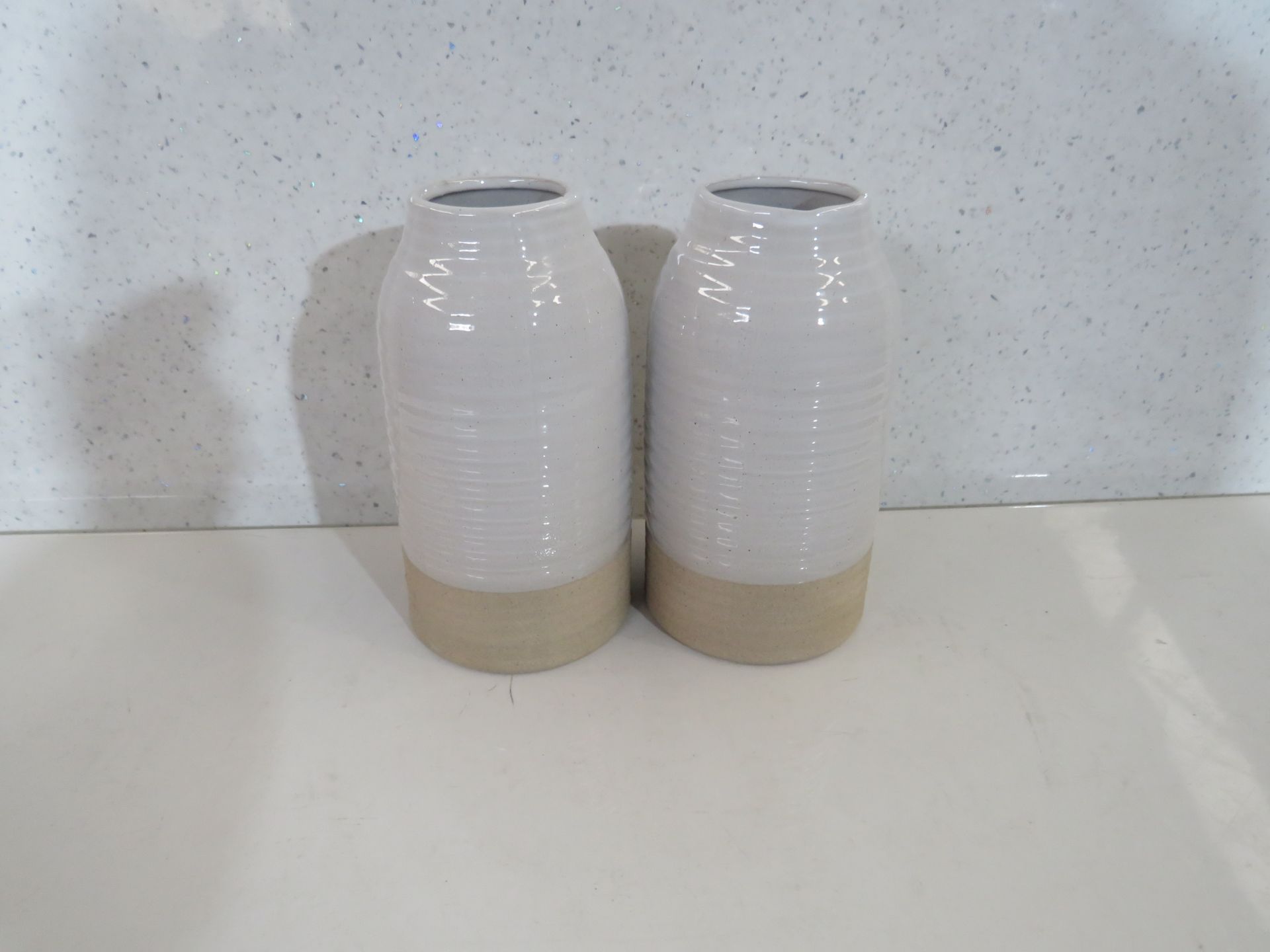 6x Sass & Belle - Rustic White Half Glazed Vase - All Good Condition.