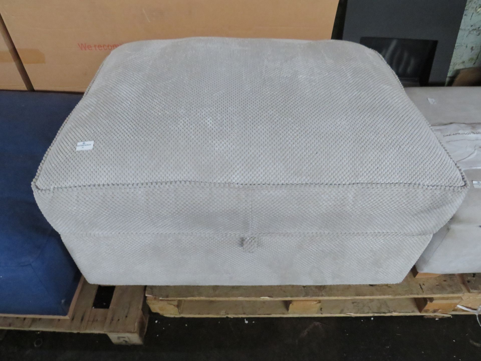 Oak Furnitureland Nebraska Corner Chaise Large Storage Footstool In Silver Fabric RRP 449.99