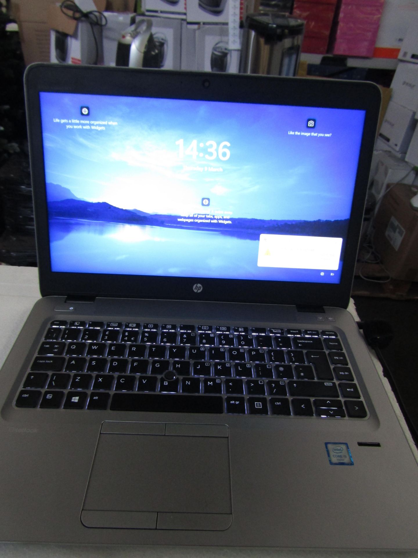 HP Elitebook 820 G3 core i5-6200U processor, 256gb disc and 4Gb ram, powers on and goes through to