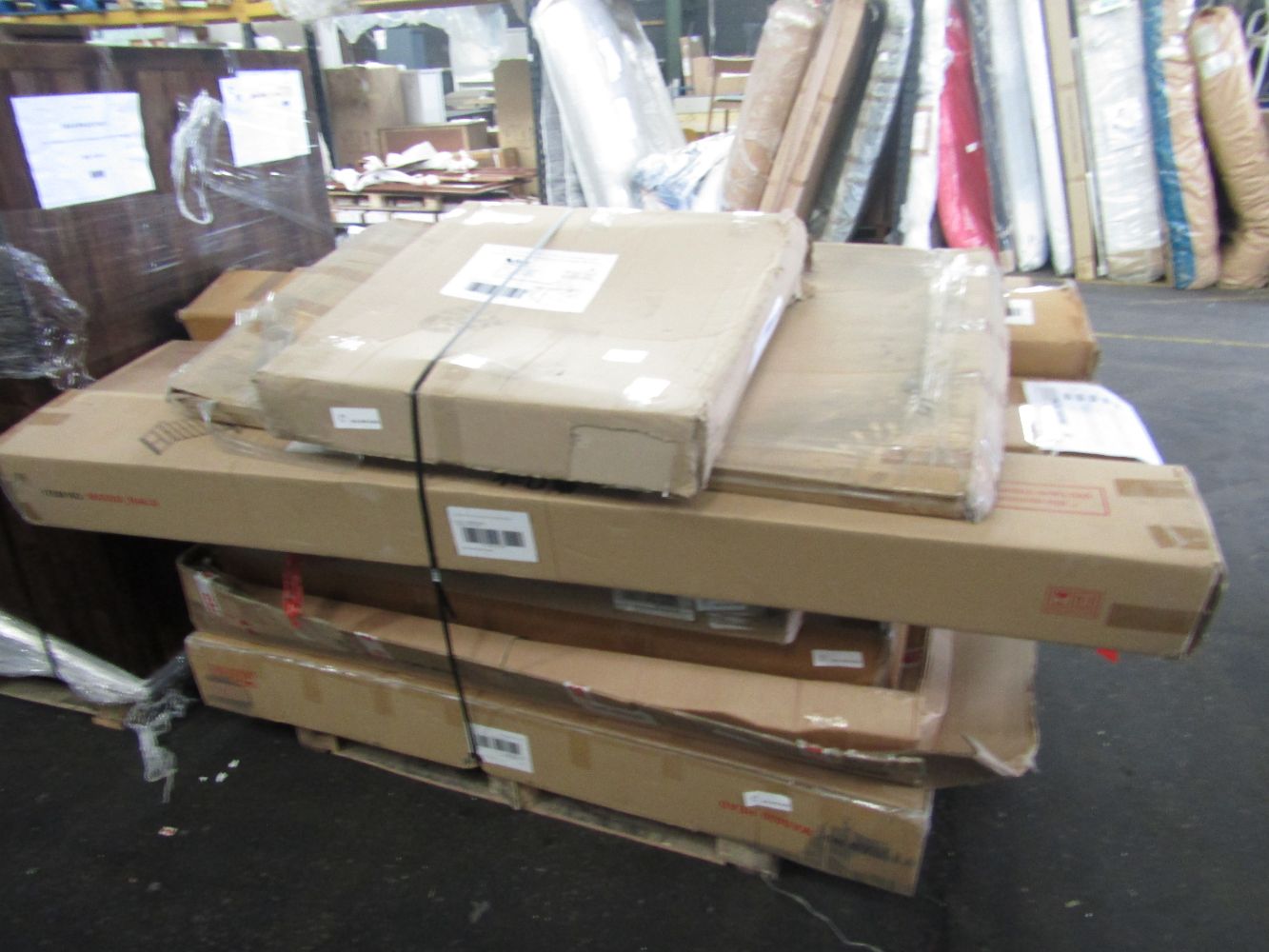 Pallets of raw Oak furniture land and other great brands customer returns