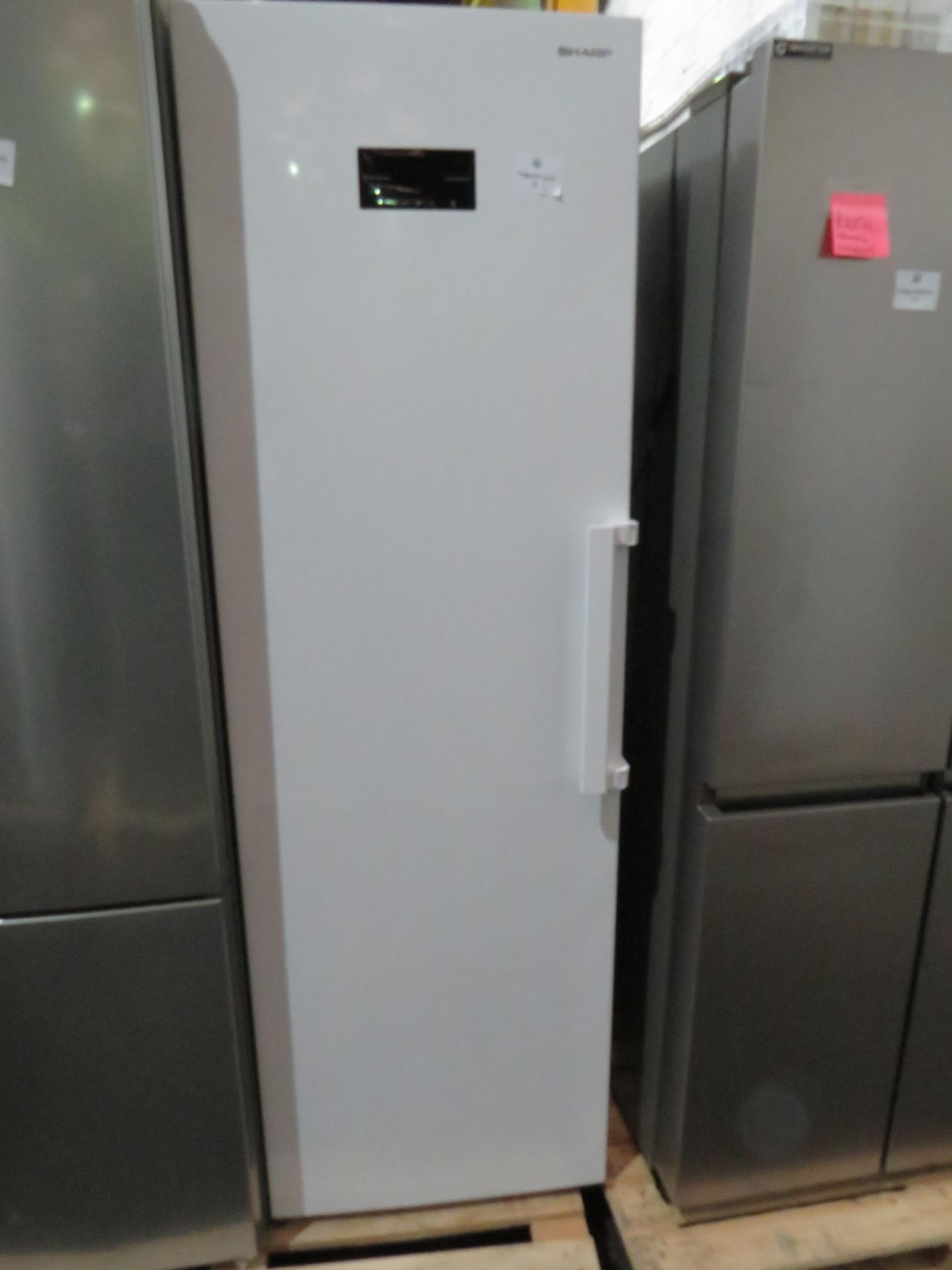 Sharp White Tall Freestanding Freezer - Tested Working & Needs a Good Clean Inside.