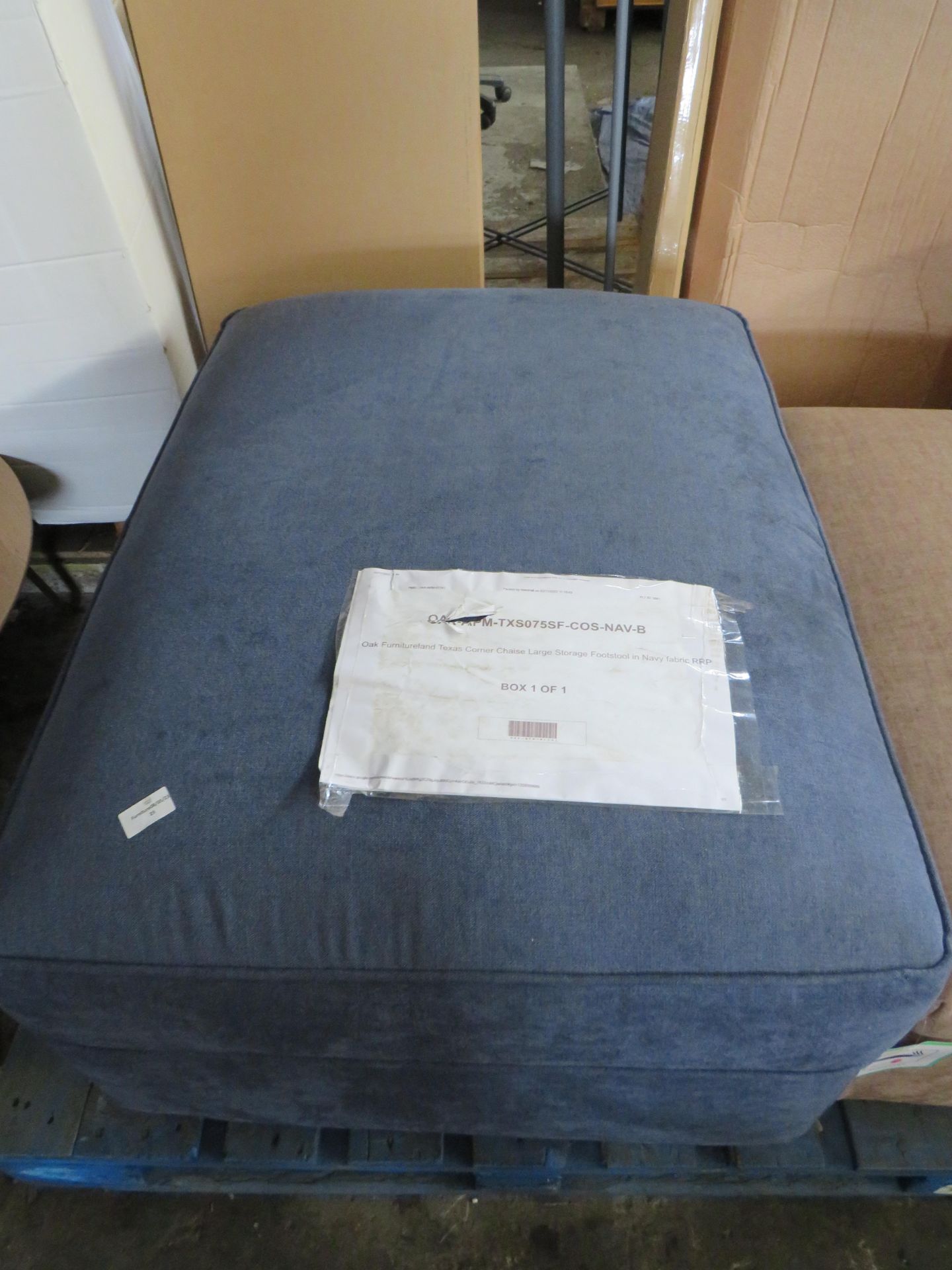 Oak Furnitureland Texas Corner Chaise Large Storage Footstool in Navy fabric RRP 479.99 Our Texas
