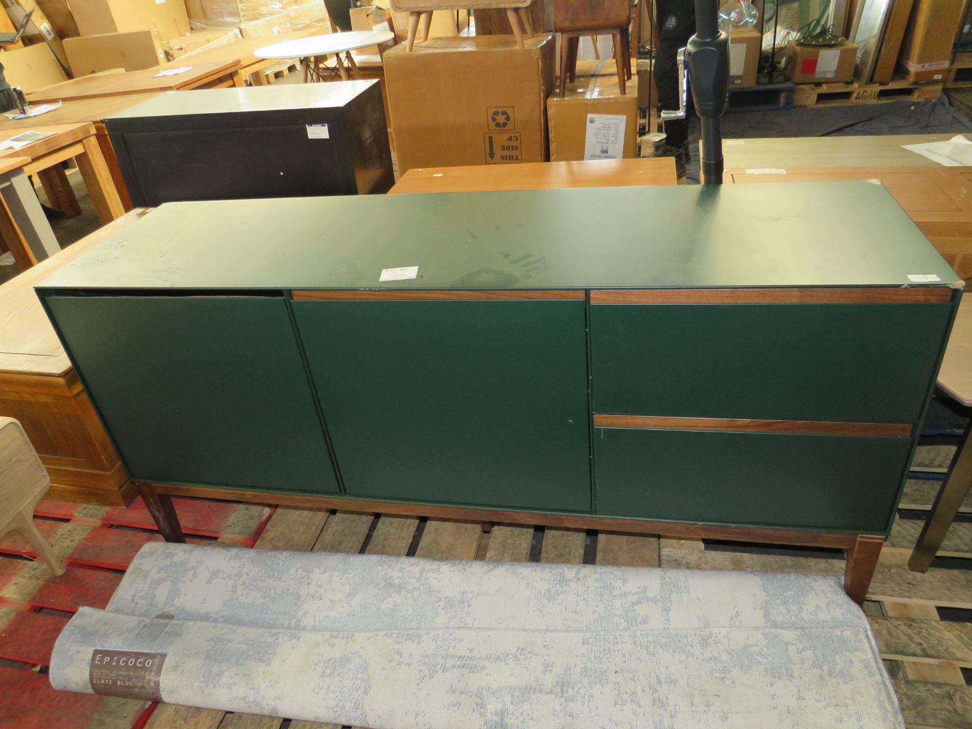 Heals Lars Sideboard Green RRP 1399.00 Bring the outside in with this forest-green sideboard by