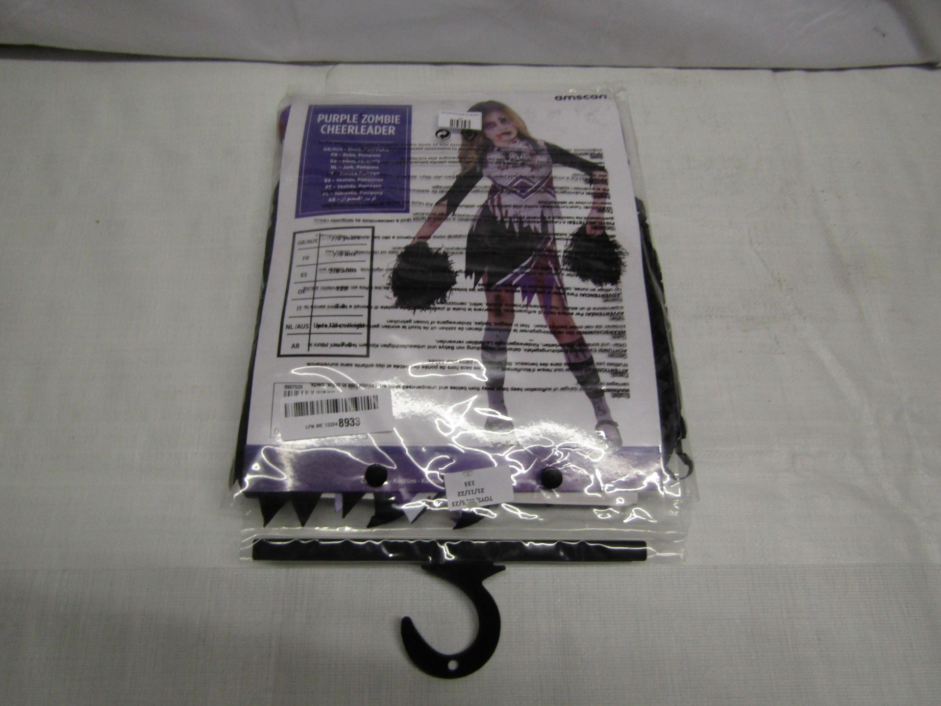 Amscan - Purple Zombie Cheerleader Costume - Size 7-8 Years - Unchecked & Packaged.