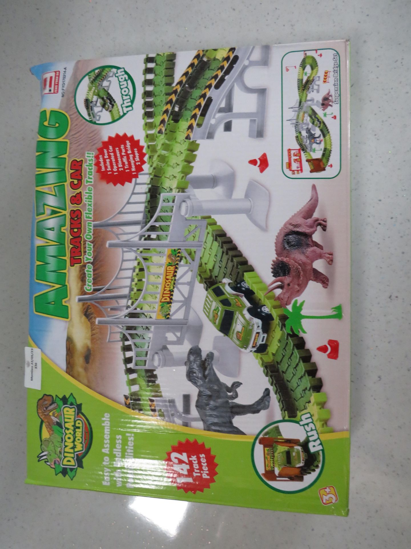 Dinosaur World - Amazing 142-Piece Track & Car Set - Unchecked & Boxed.