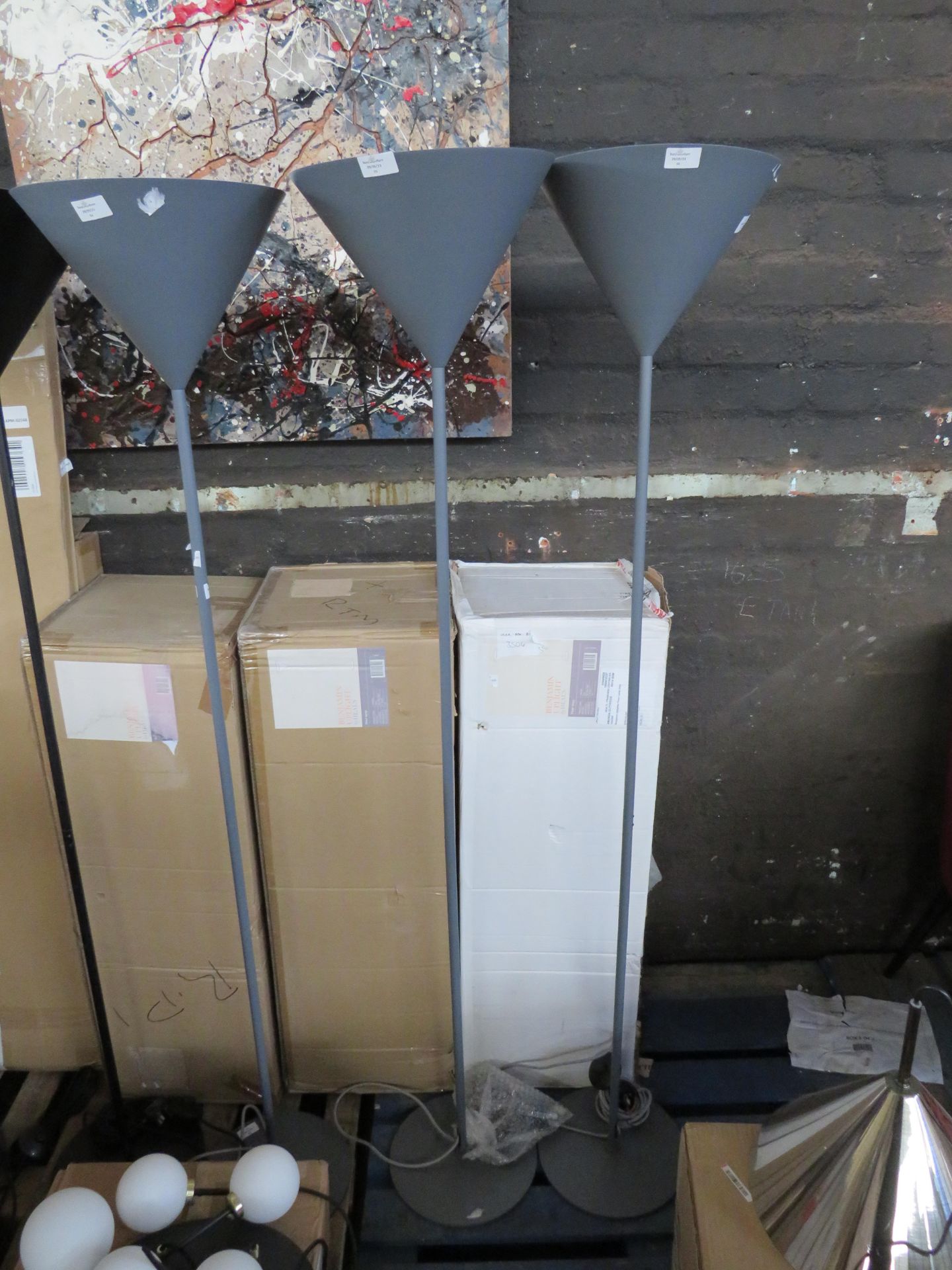 Heals Benjamin Uplighter Floor Lamp Grey RRP 269.00 This item looks to be in good condition and
