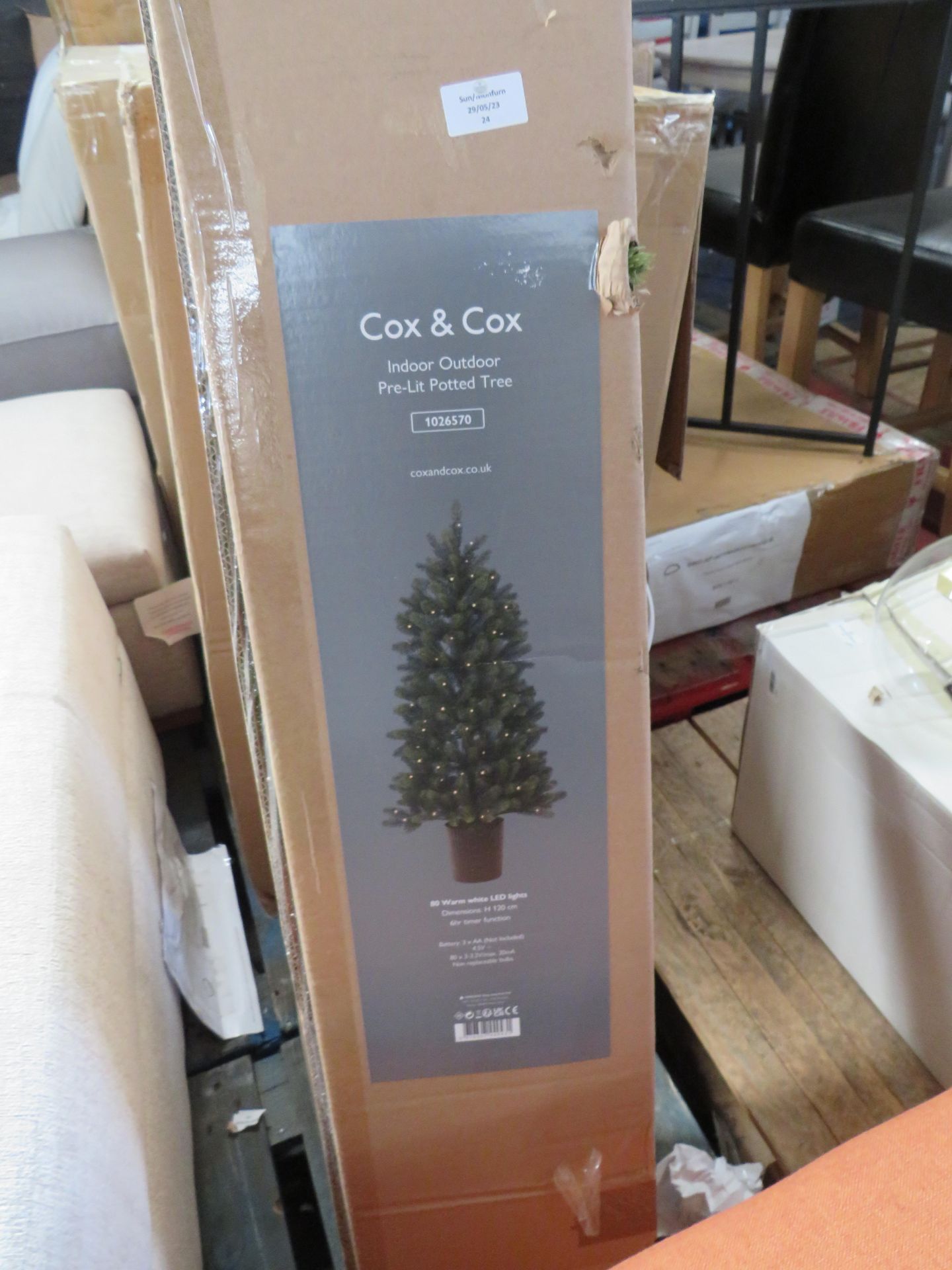 Cox & Cox Indoor Outdoor Pre-Light Potted Tree - Unchecked & Boxed.