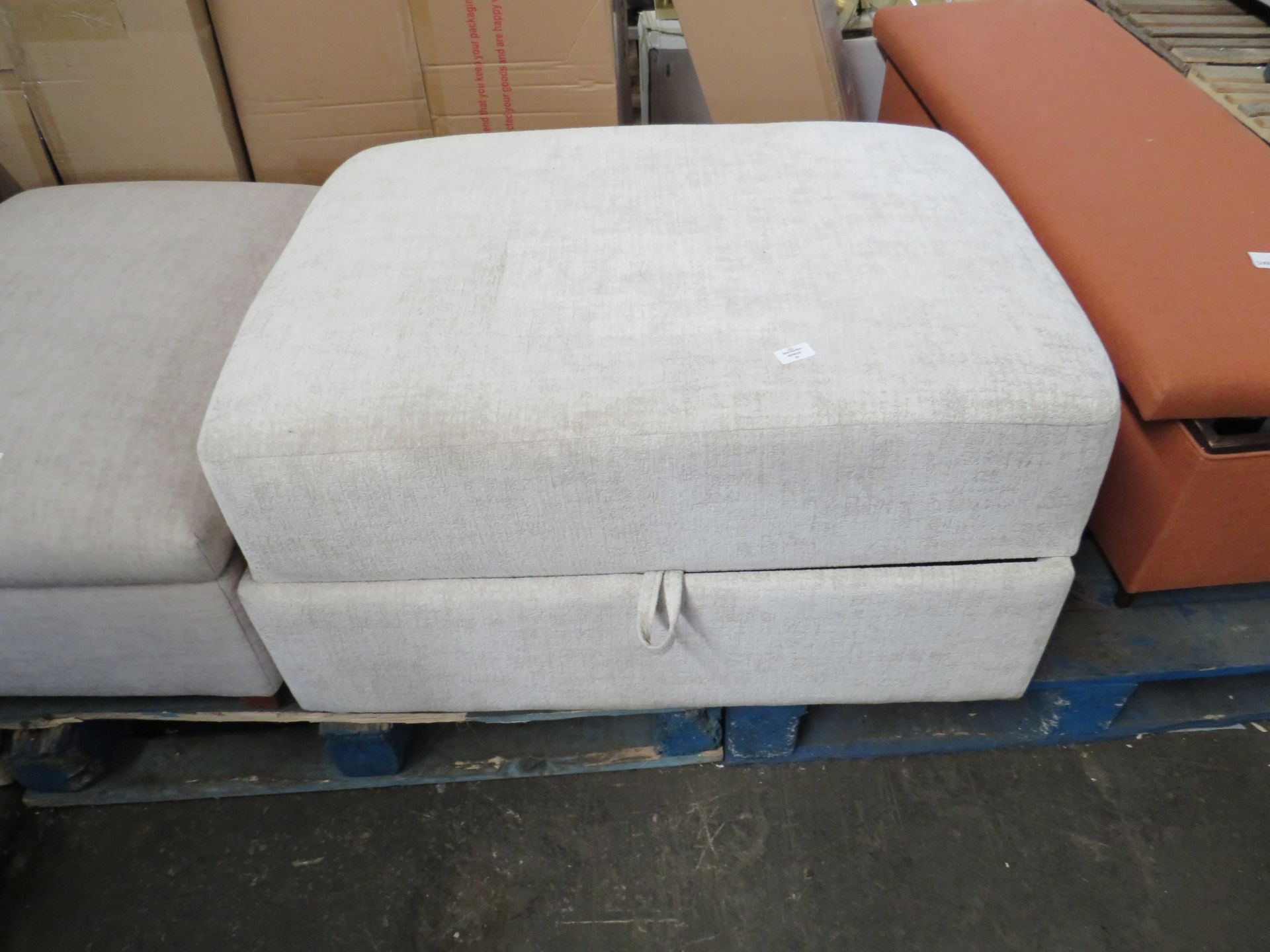 Oak Furnitureland Malvern Storage Footstool In Beige Fabric RRP 449.99 Our modular Malvern range has - Image 2 of 2