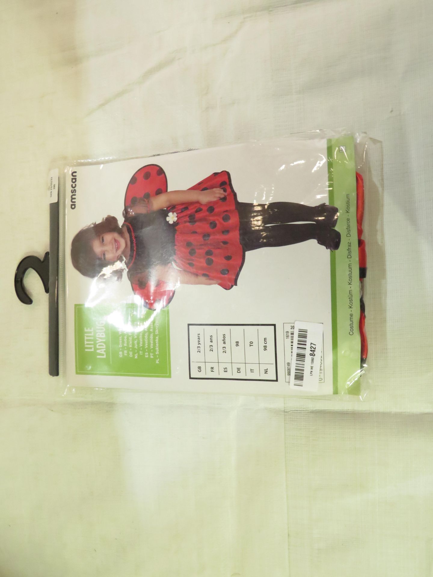 Amscan - Little Ladybug Dressup Costume - Size 2-3 Years - Unchecked & Packaged.