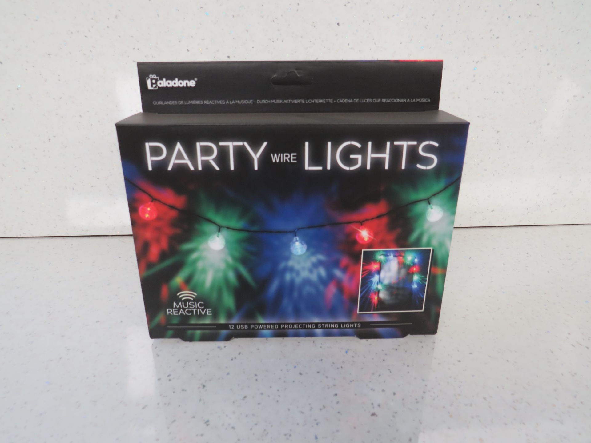 2x Paladone - Music Reactive 12-USB Powered Projecting String Lights - Unused & Boxed.
