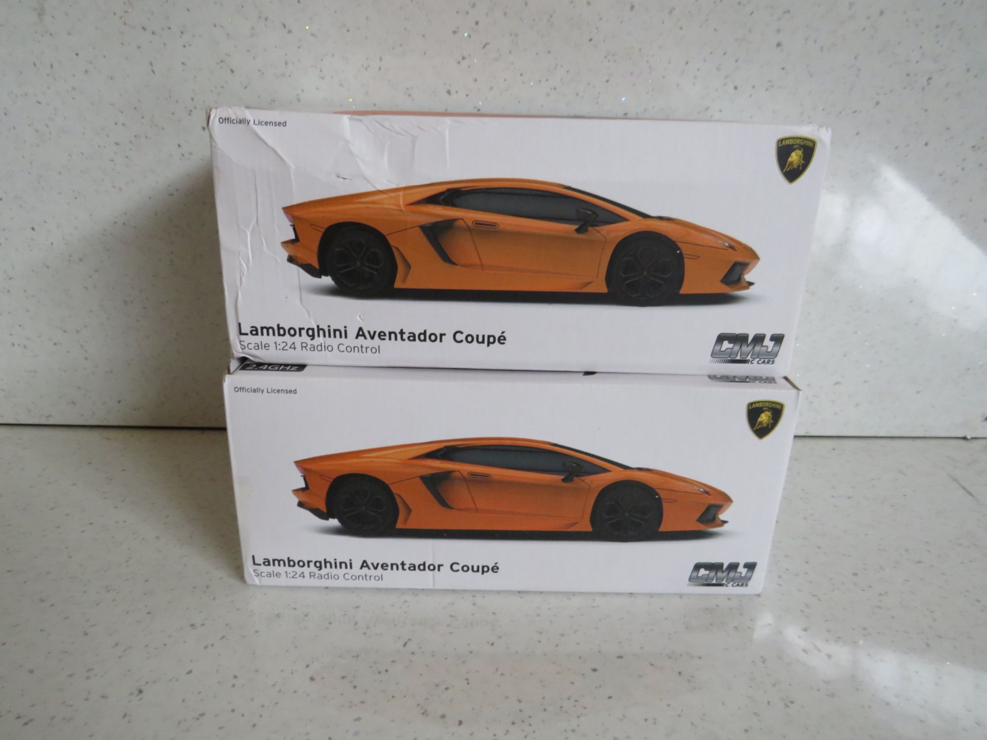 2x CMJ - Lamborghini Aventador Coupe 1:24 Scale RC Car - Unchecked & Boxed.