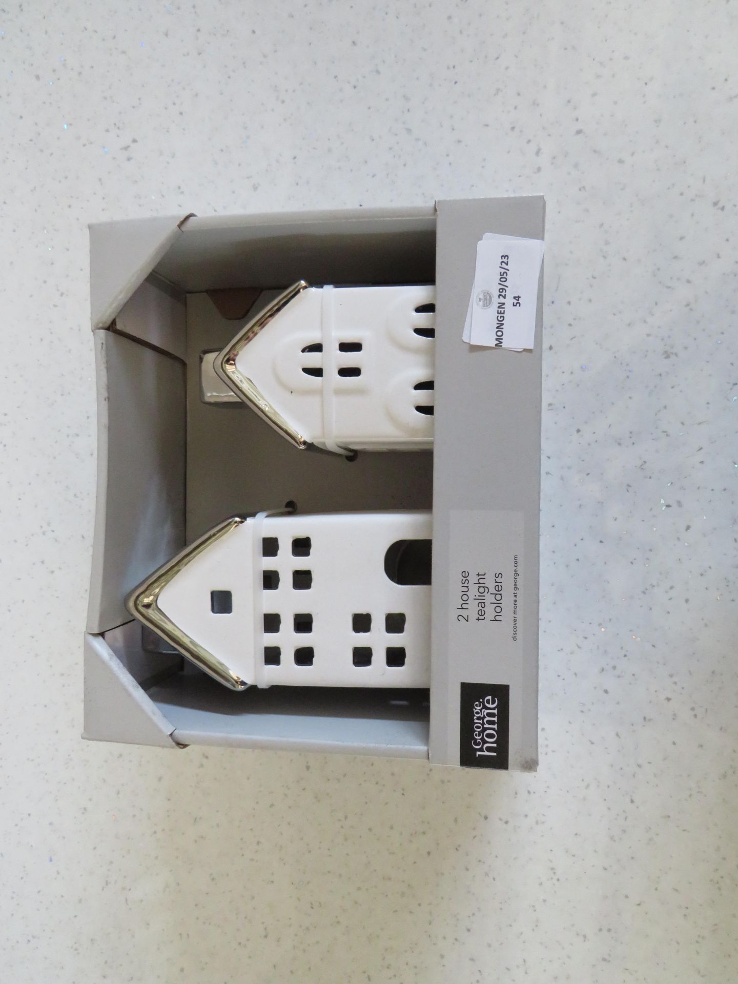 George - 2-House Tealight Holders - New & Boxed.