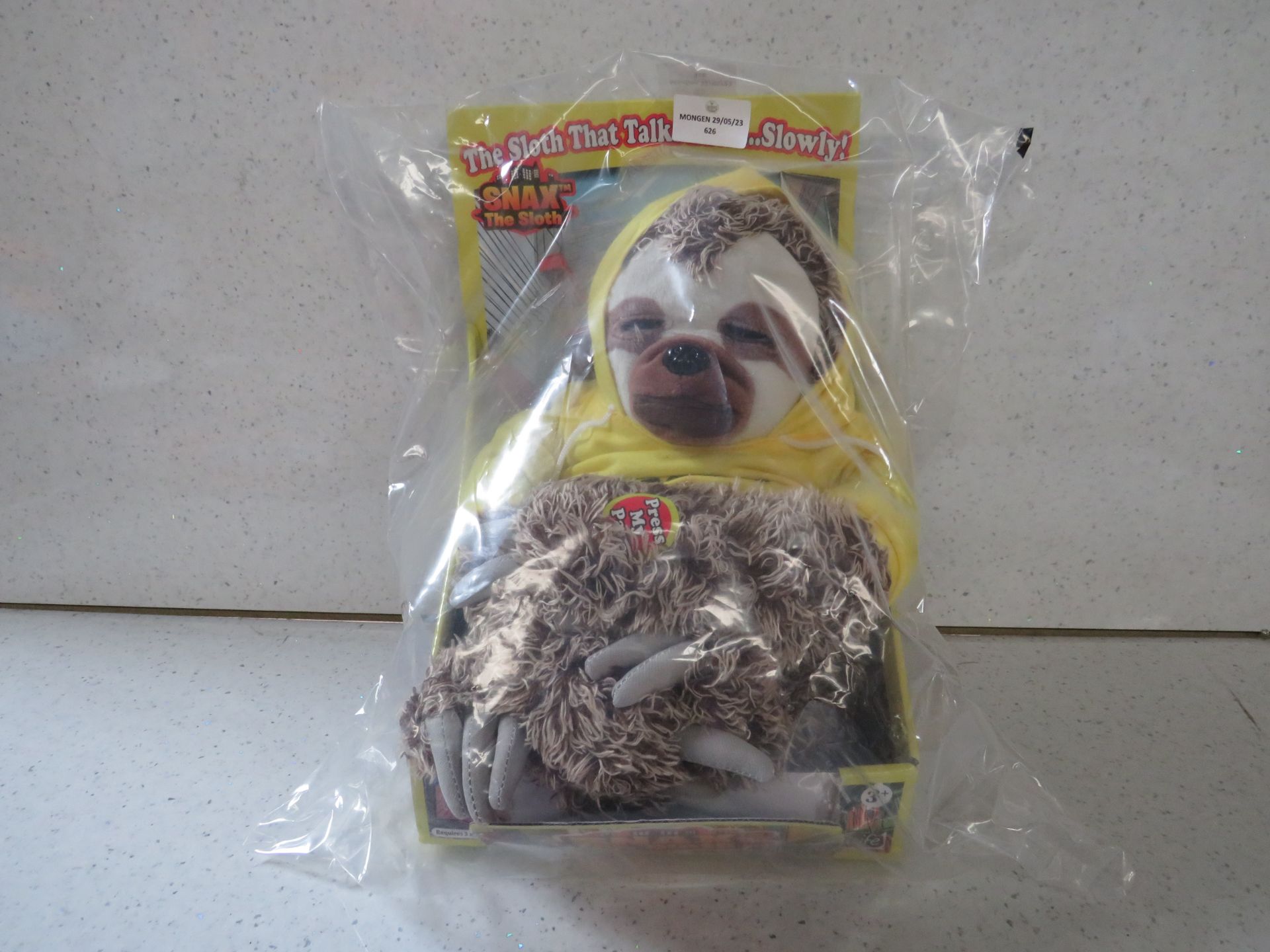 Snax The Sloth - Talking Plush Toy - Untested & Boxed.