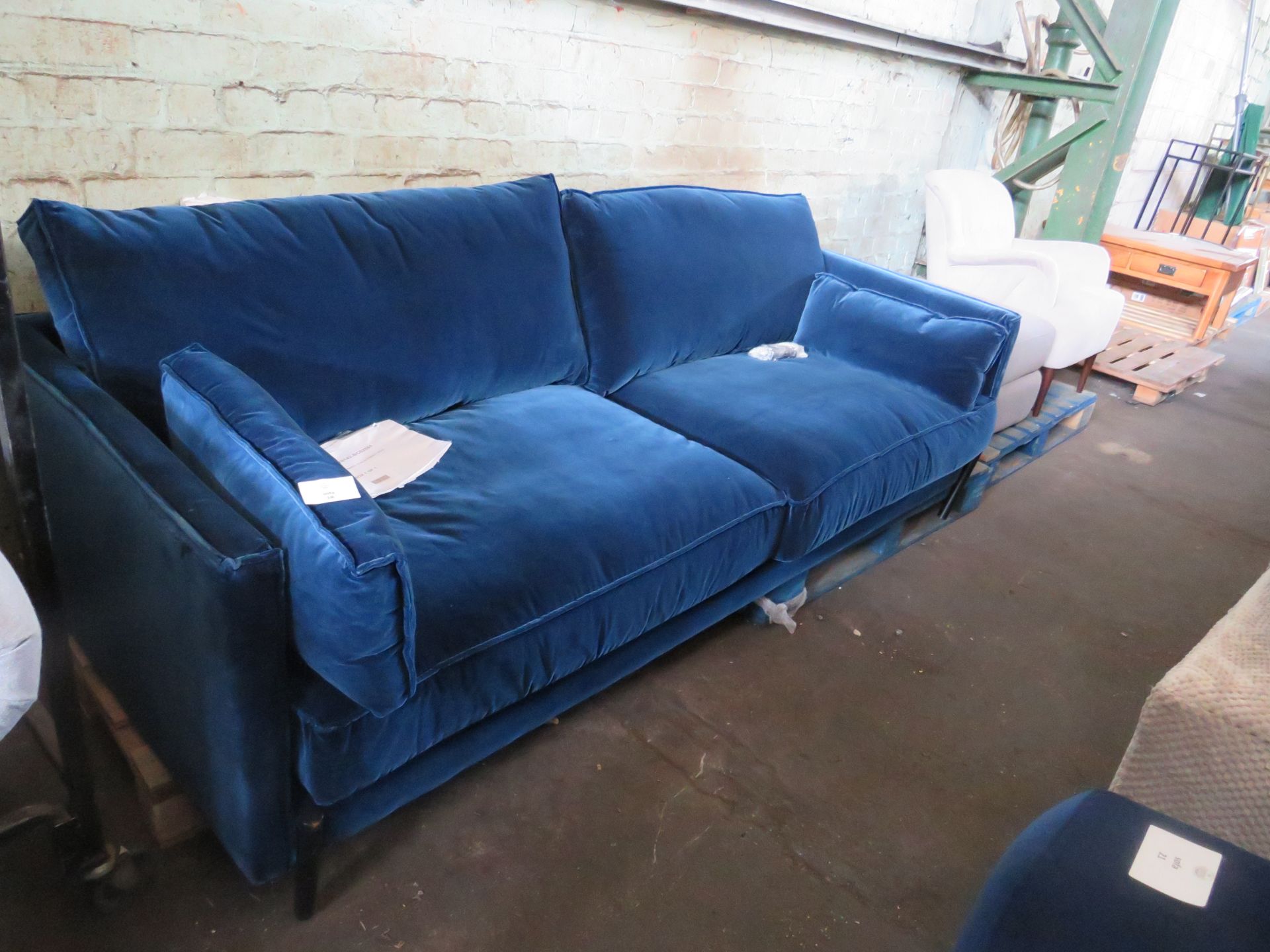 Heals Tortona Four Seater Sofa in Petrol Velvet RRP 3399.00Designed by Danish duo Says Who