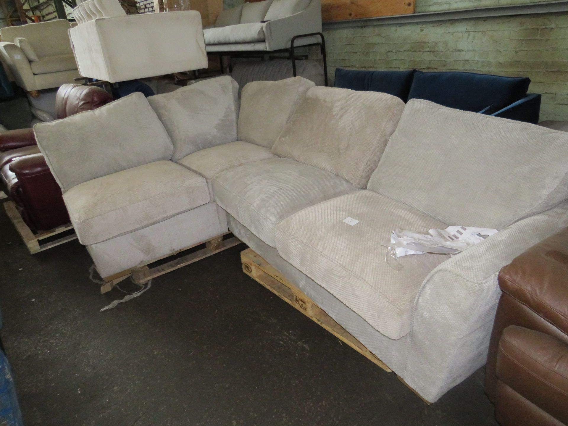 Oak Furnitureland Nebraska Right Hand Corner High Back Sofa With Storage Footstool In Aero Silver