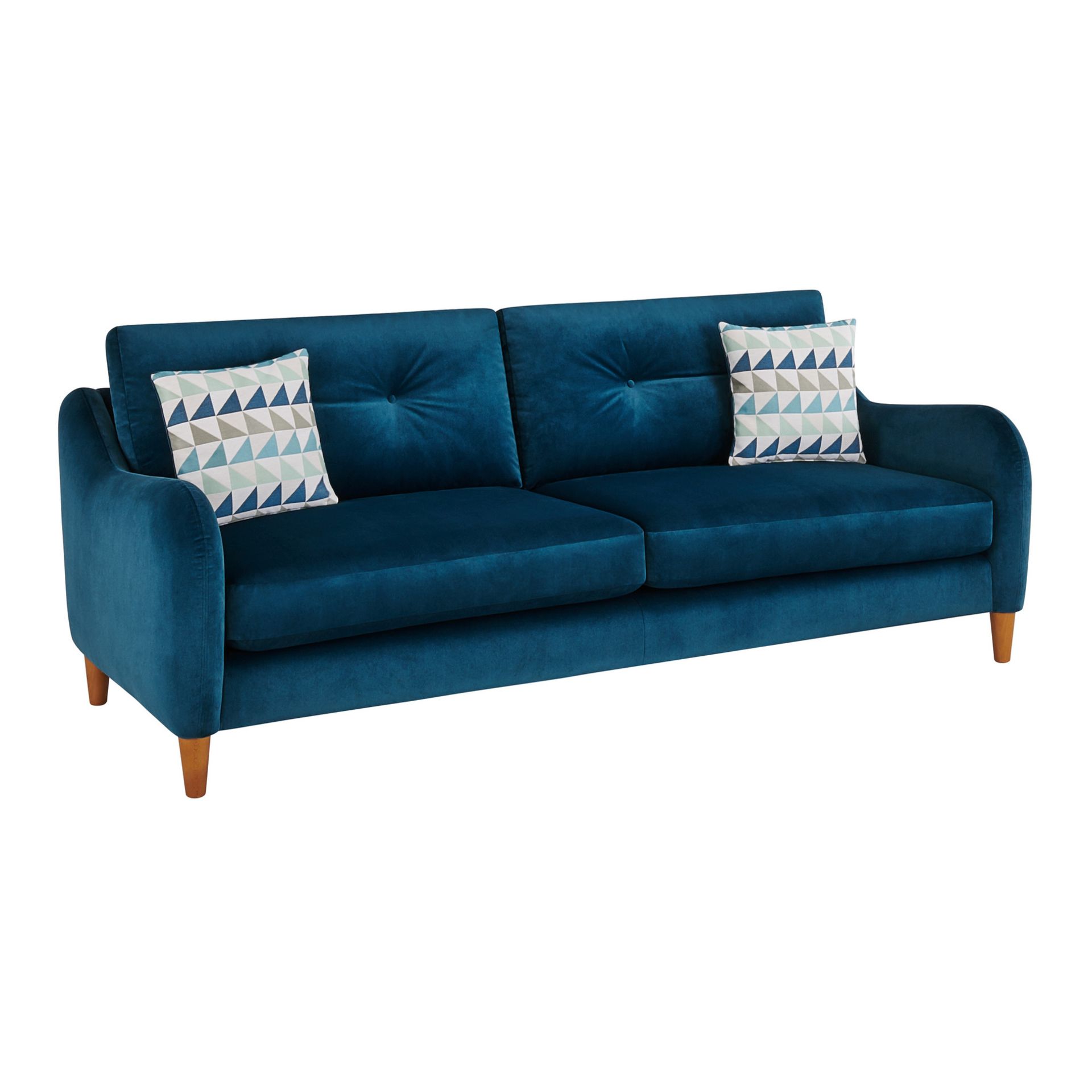 Oak Furnitureland Houston 4 Seater Sofa in Teal fabric RRP 1249.99Deep-seated velvet four seater - Image 2 of 2