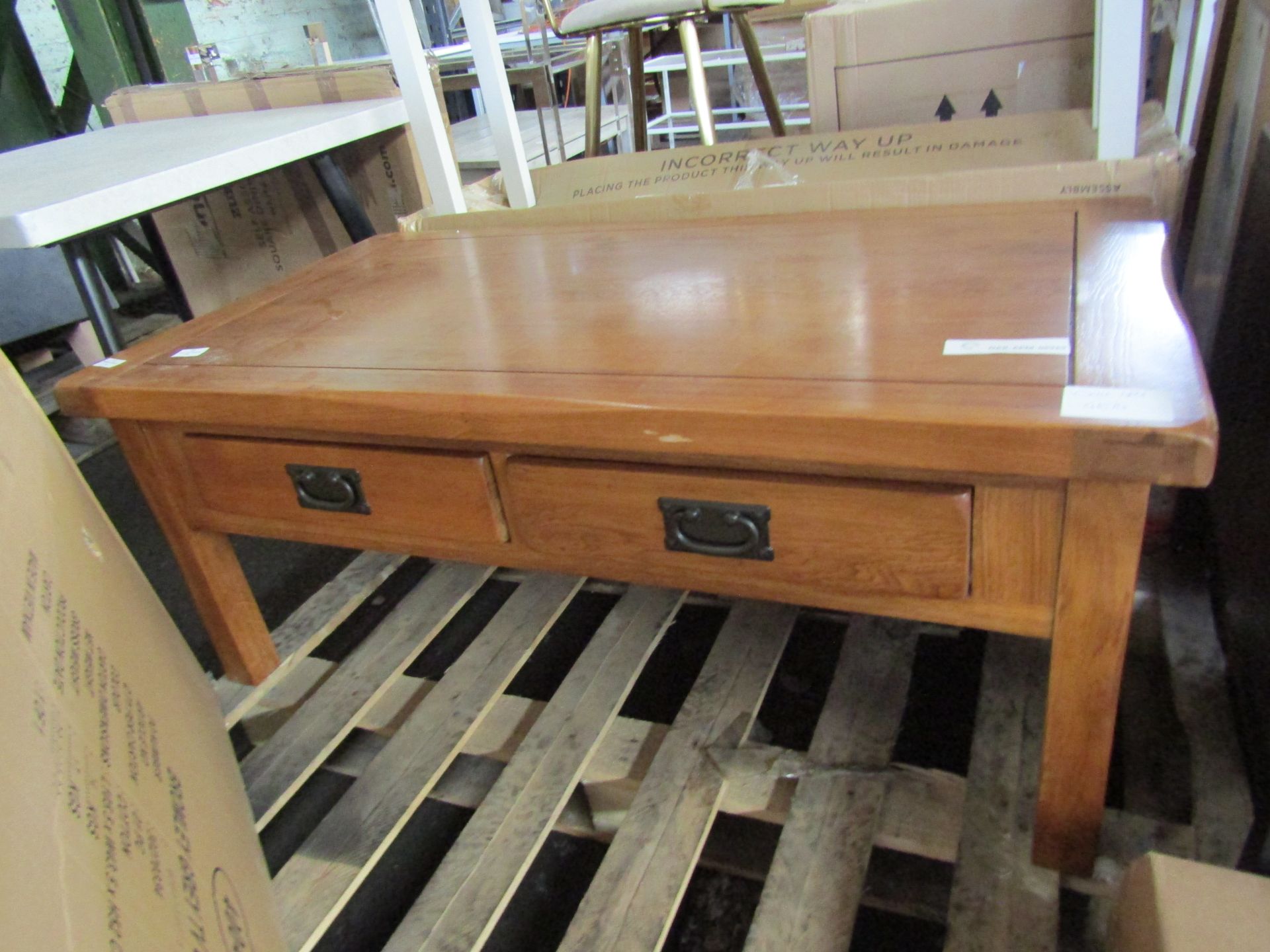 Oak Furnitureland Original Rustic Solid Oak 4 Drawer Storage Coffee Table RRP 249.99 This Rustic