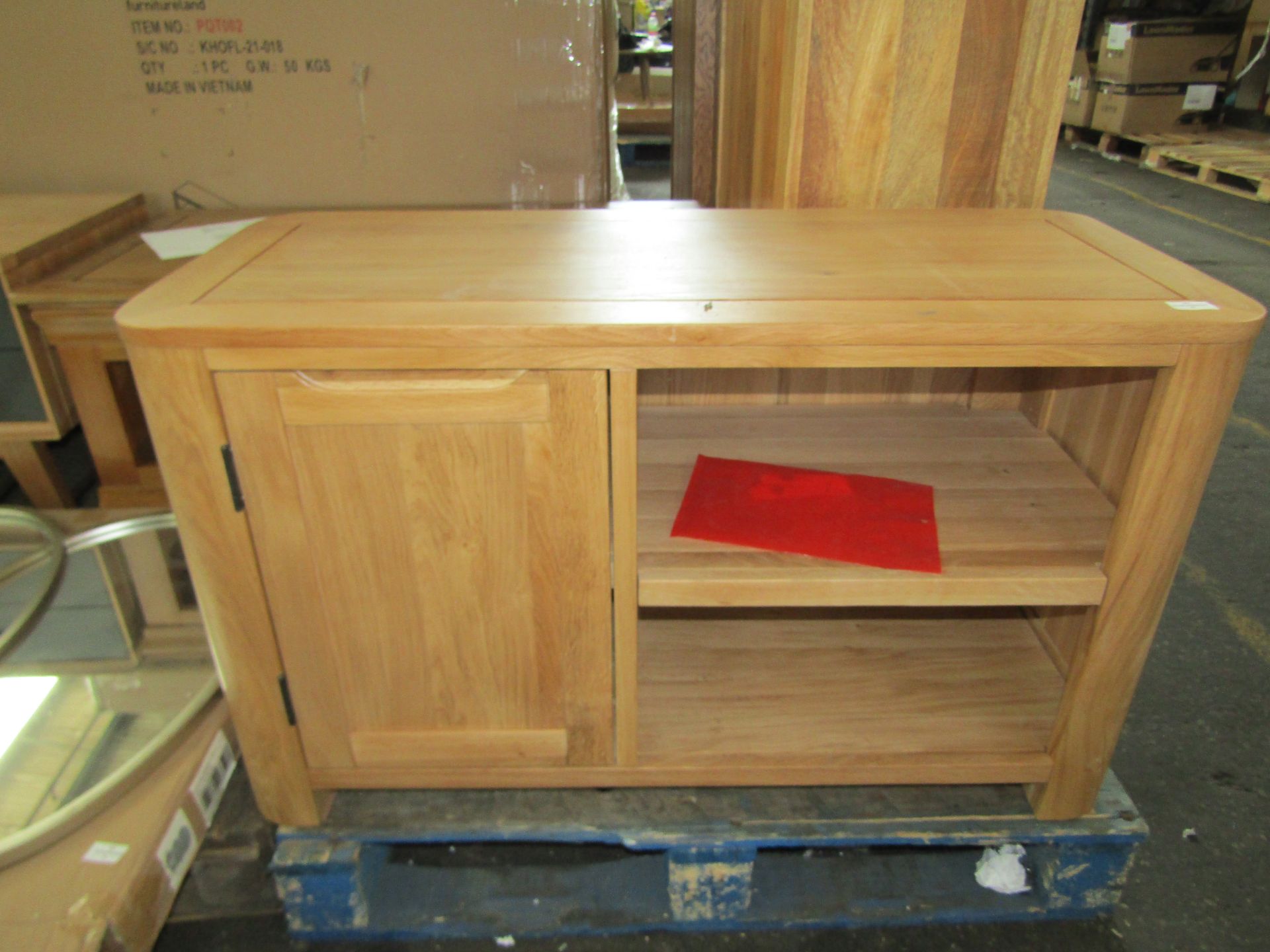 Oak Furnitureland Romsey Natural Solid Oak Small Tv Unit RRP 299.99 The Romsey small TV cabinet is
