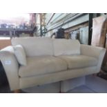 Oak Furnitureland Jensen Beige 3 Seater Sofa with Coral Accent Cushions RRP 899.99 SKU OAK-APM-