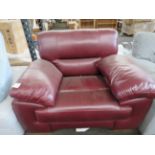 Oak Furnitureland Clayton Armchair in Burgundy Leather RRP 849.99Spacious and comfortable leather