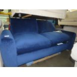 Cloud Sundae Three Seater Sofa Midnight Blue Brown Wooden legs RRP 1429.00small pluck on one