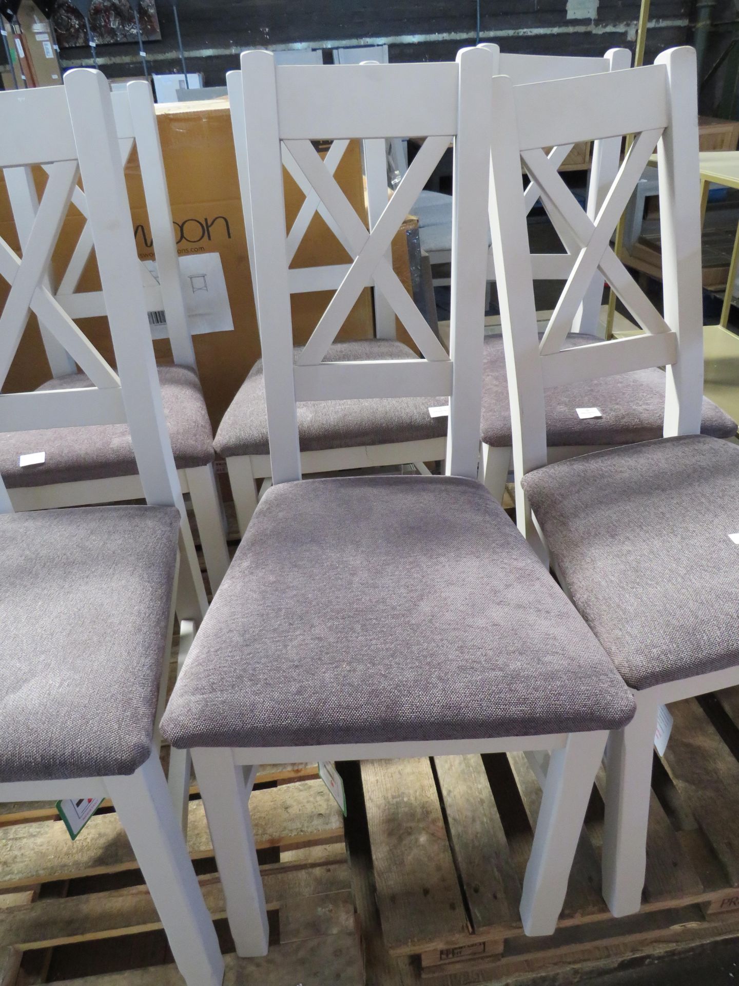 Oak Furnitureland Kemble Painted Chair with Plain Charcoal Fabric Seat RRP 170.00 Match any table,