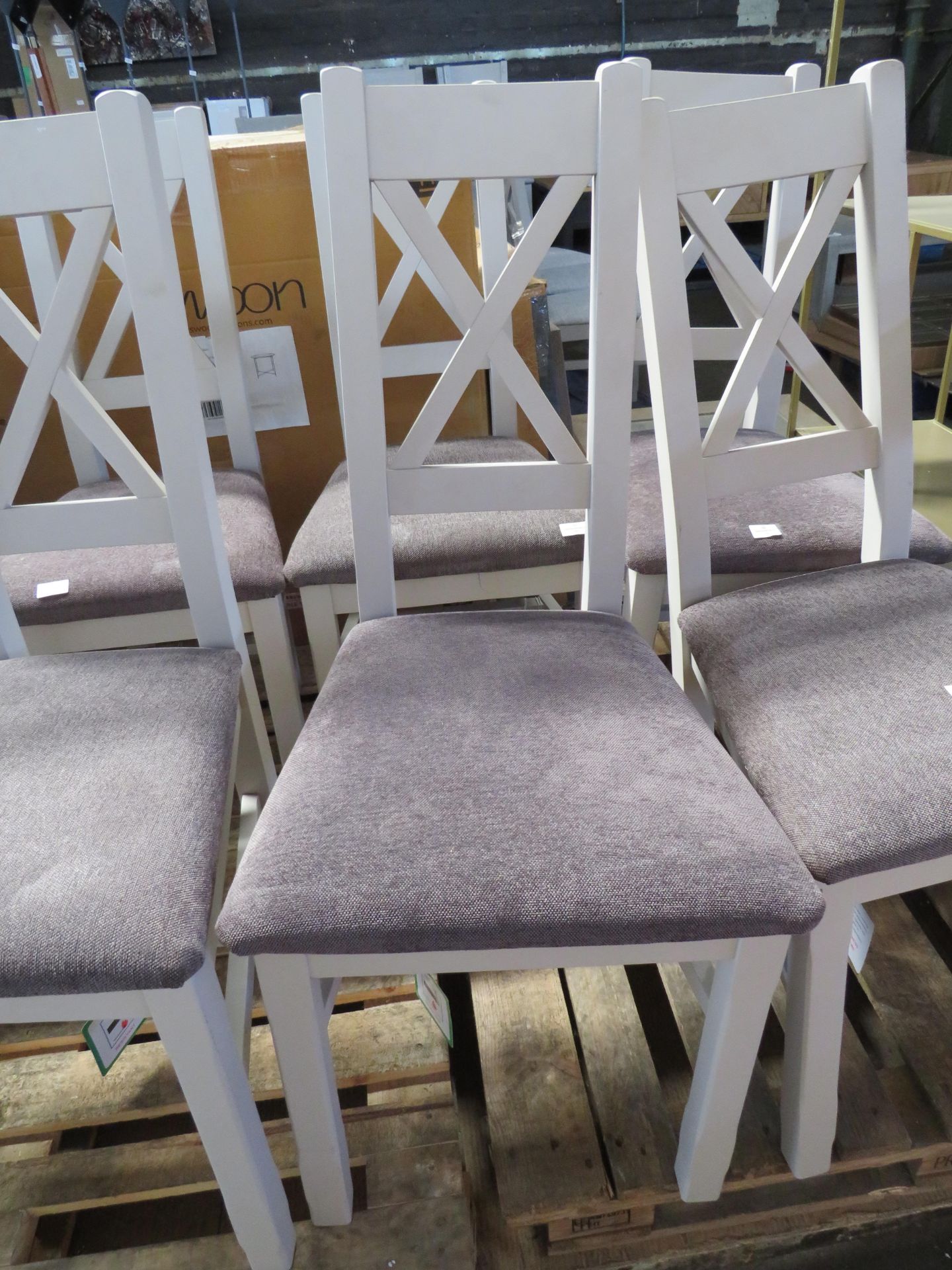 Oak Furnitureland Kemble Painted Chair with Plain Charcoal Fabric Seat RRP 170.00 Match any table,