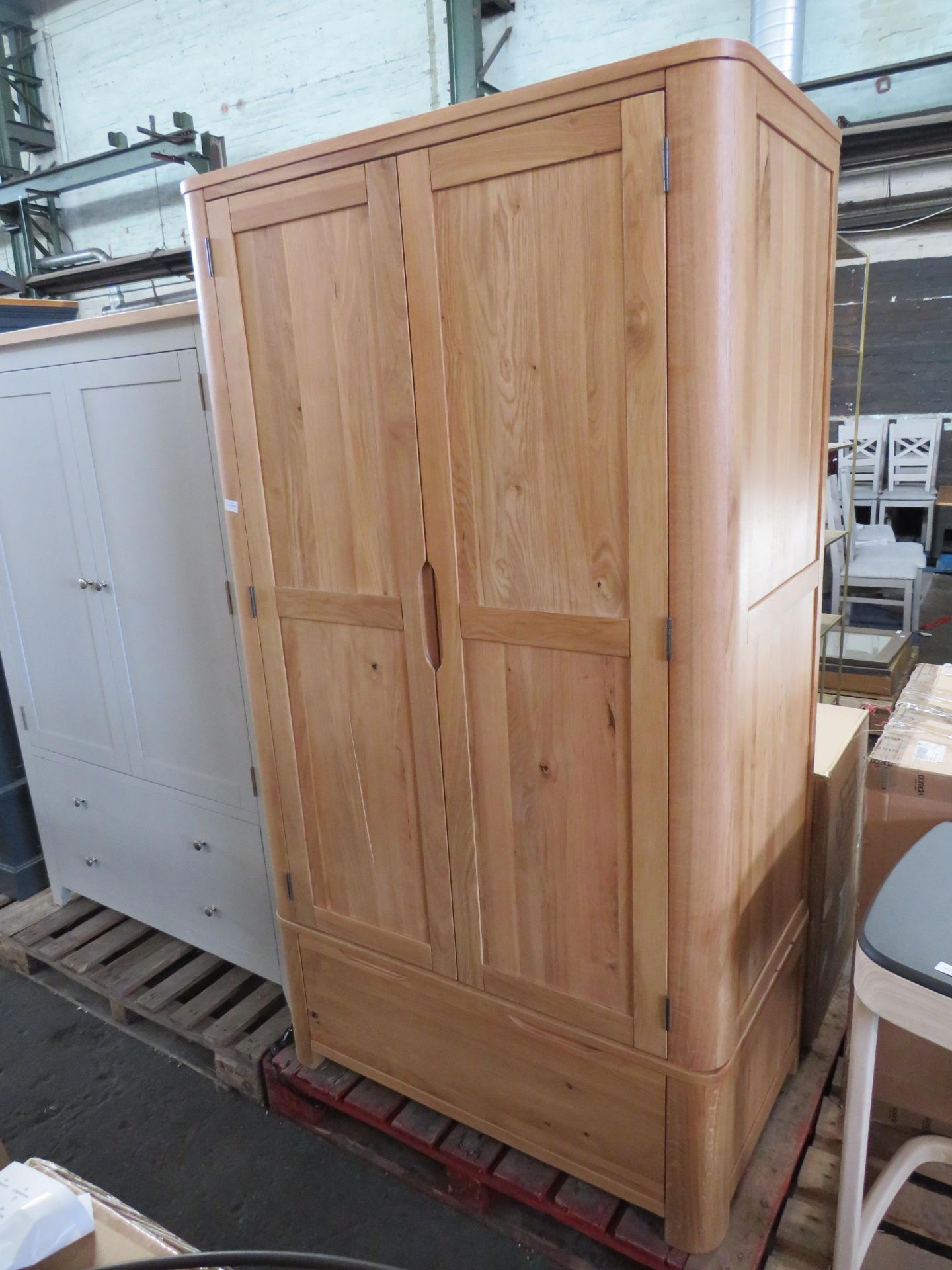 Oak Furnitureland Romsey Natural Solid Oak Double Wardrobe RRP 699.99 The Romsey double wardrobe