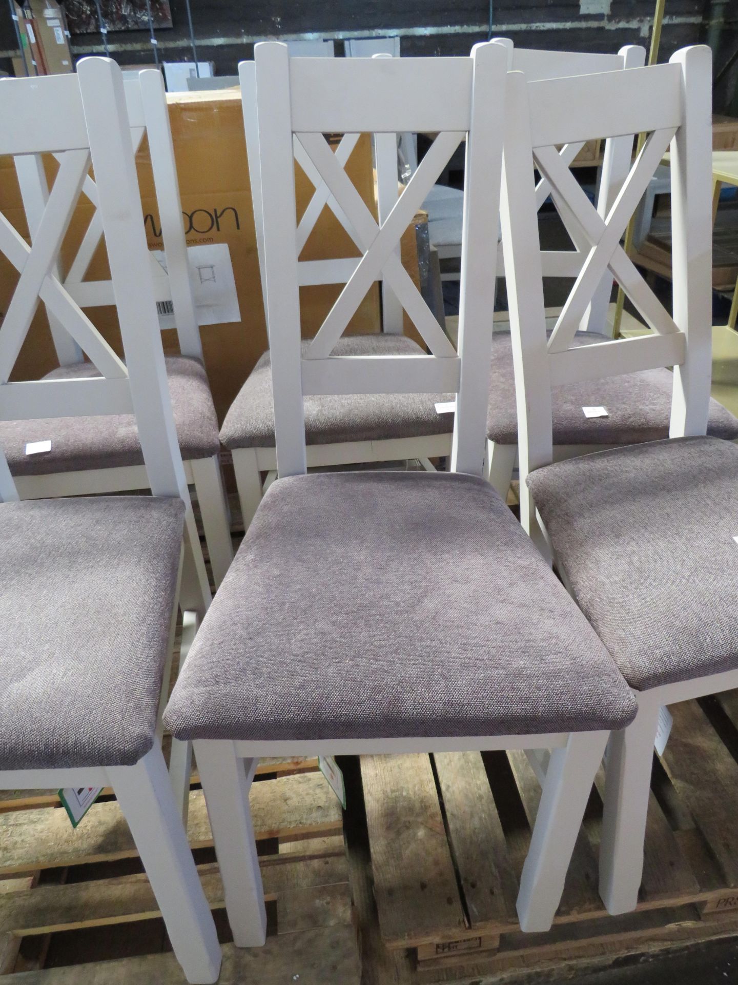 Oak Furnitureland Kemble Painted Chair with Plain Charcoal Fabric Seat RRP 170.00 Match any table,