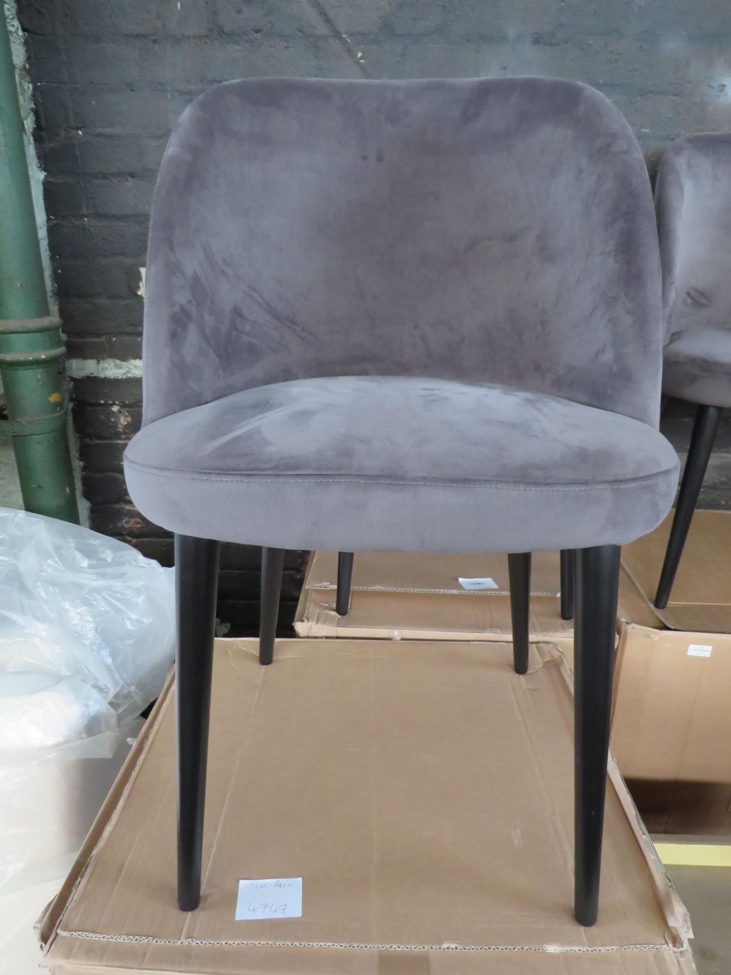 Heals Austen Dining Chair in Asphalt Plush Velvet and Black RRP 299.00 Exclusive to Heal?s the