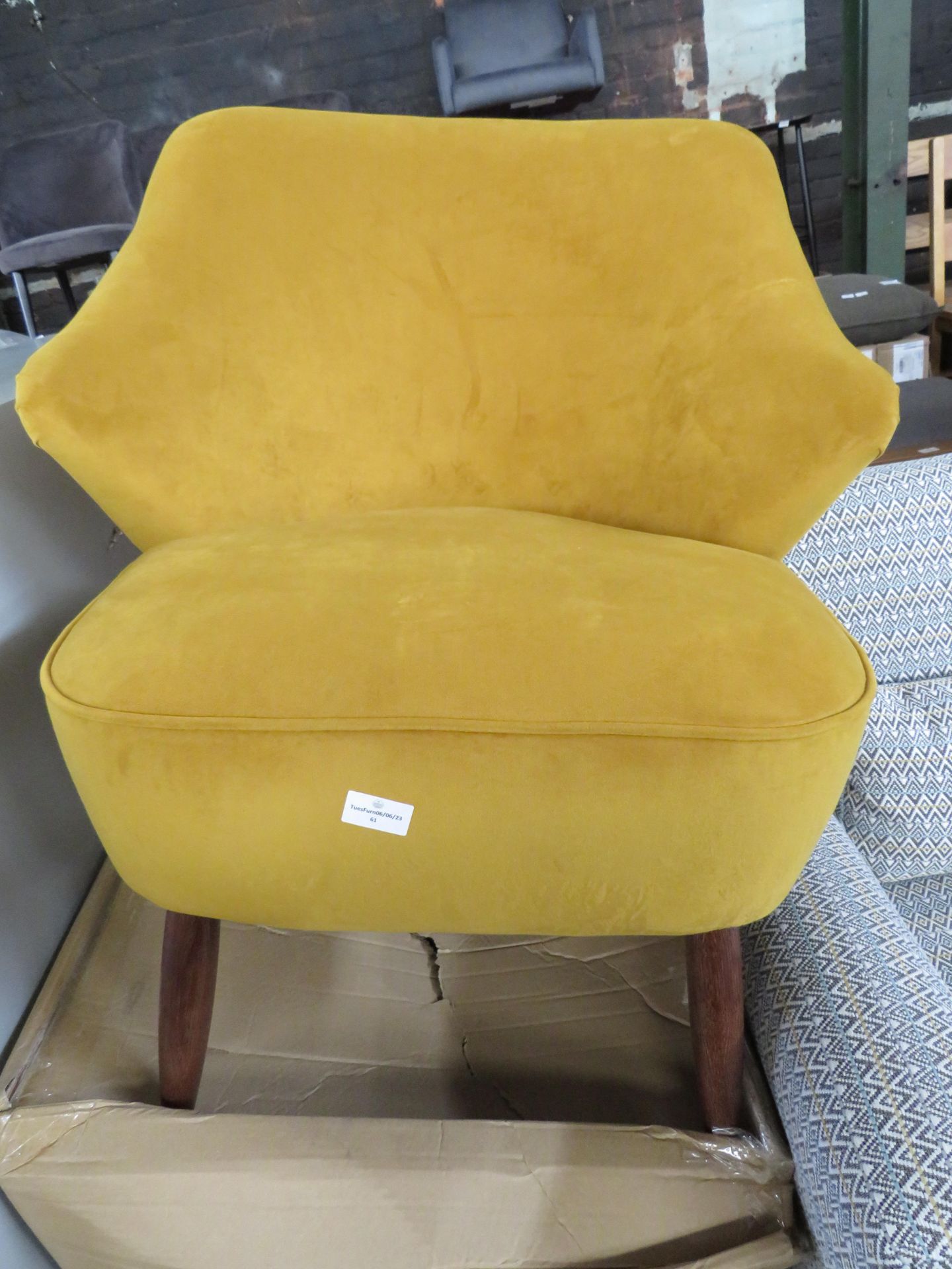 Oak Furnitureland Cooper Fabric Accent Armchair Valetta Fabric - Yellow RRP 349.99 Cooper accent