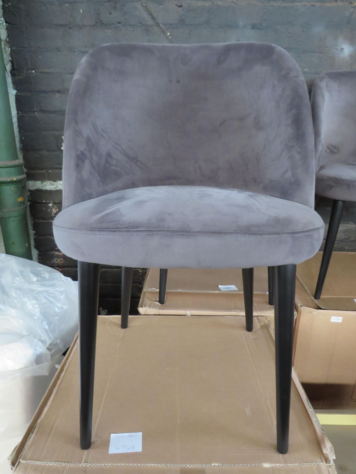 Heals Austen Dining Chair in Asphalt Plush Velvet and Black RRP 299.00 Exclusive to Heal?s the