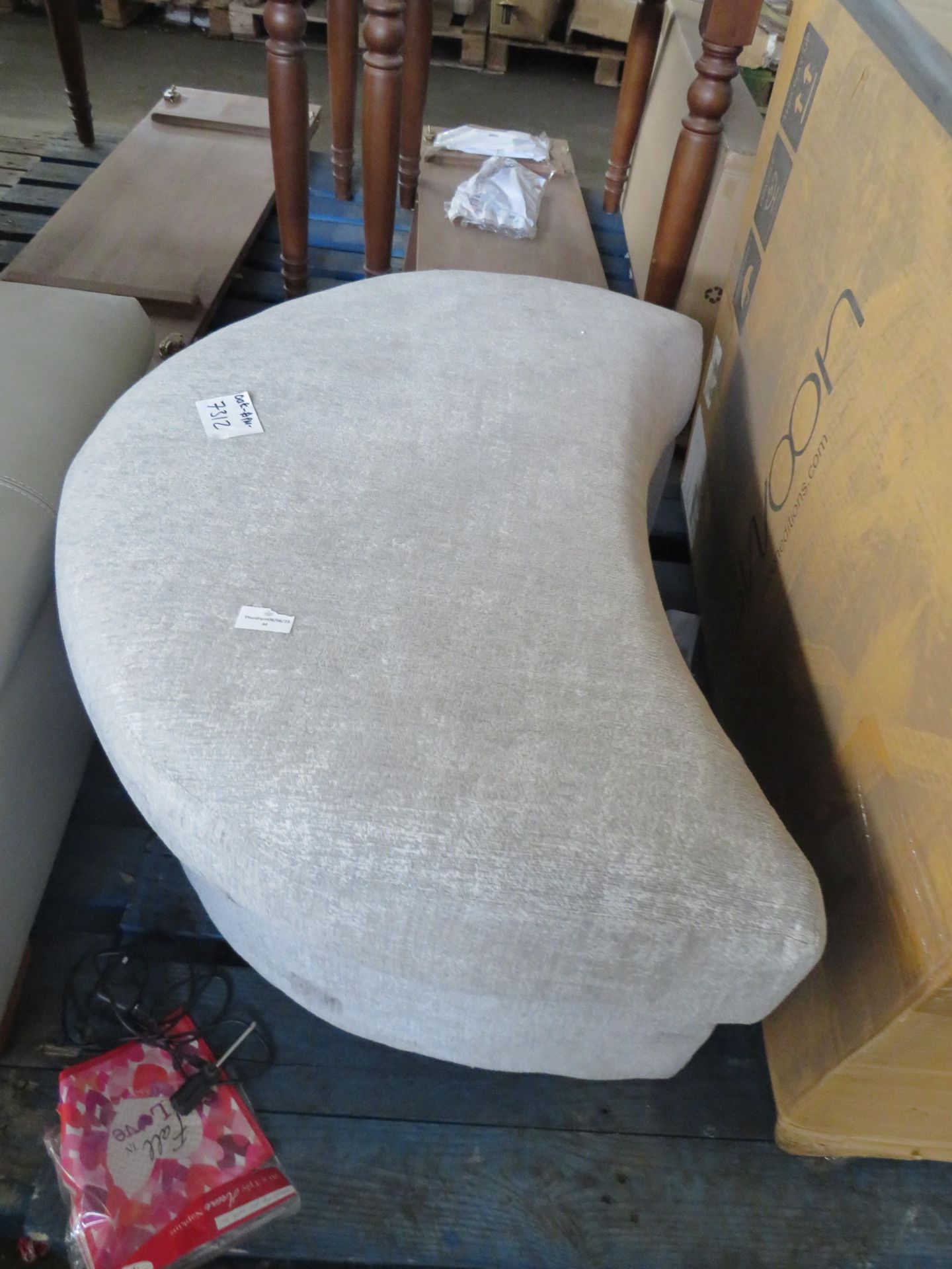 Oak Furnitureland Malvern Half Moon Footstool in Silver fabric RRP 429.99 Half-moon footstool to