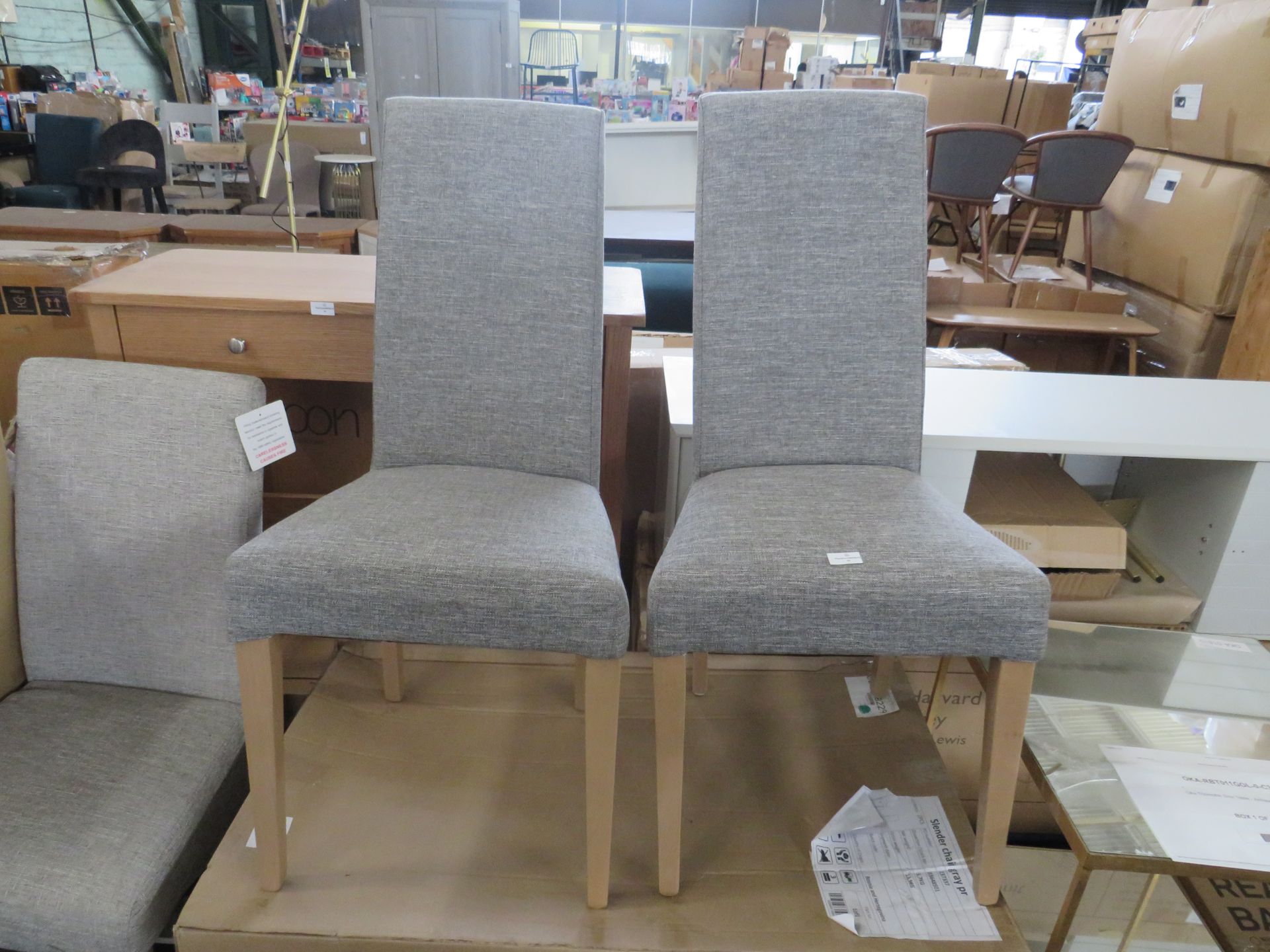 John Lewis Set of 2 Slender Chairs, Grey Fabric - Decent Condition & Original Box - RRP £179