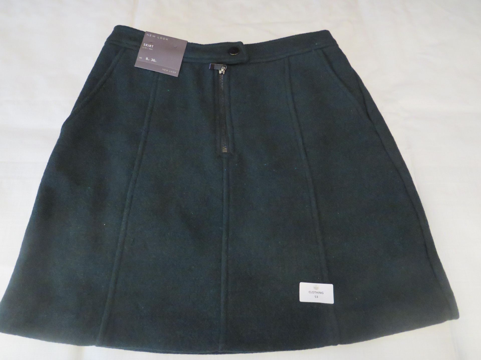 New Look Wool Zip Skirt Dark Green Size 8 New
