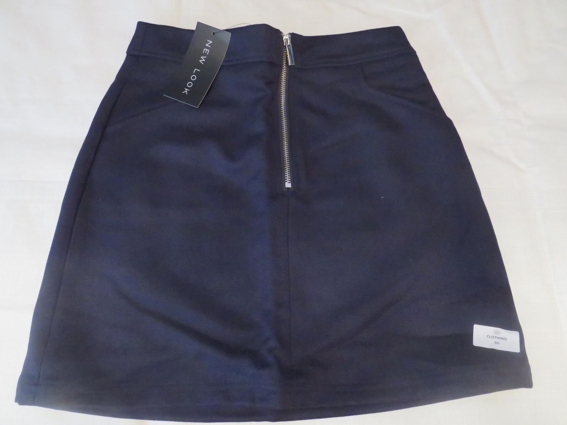 New Look EC Hopstitch A Line Mini Skirt Navy Size 6 New