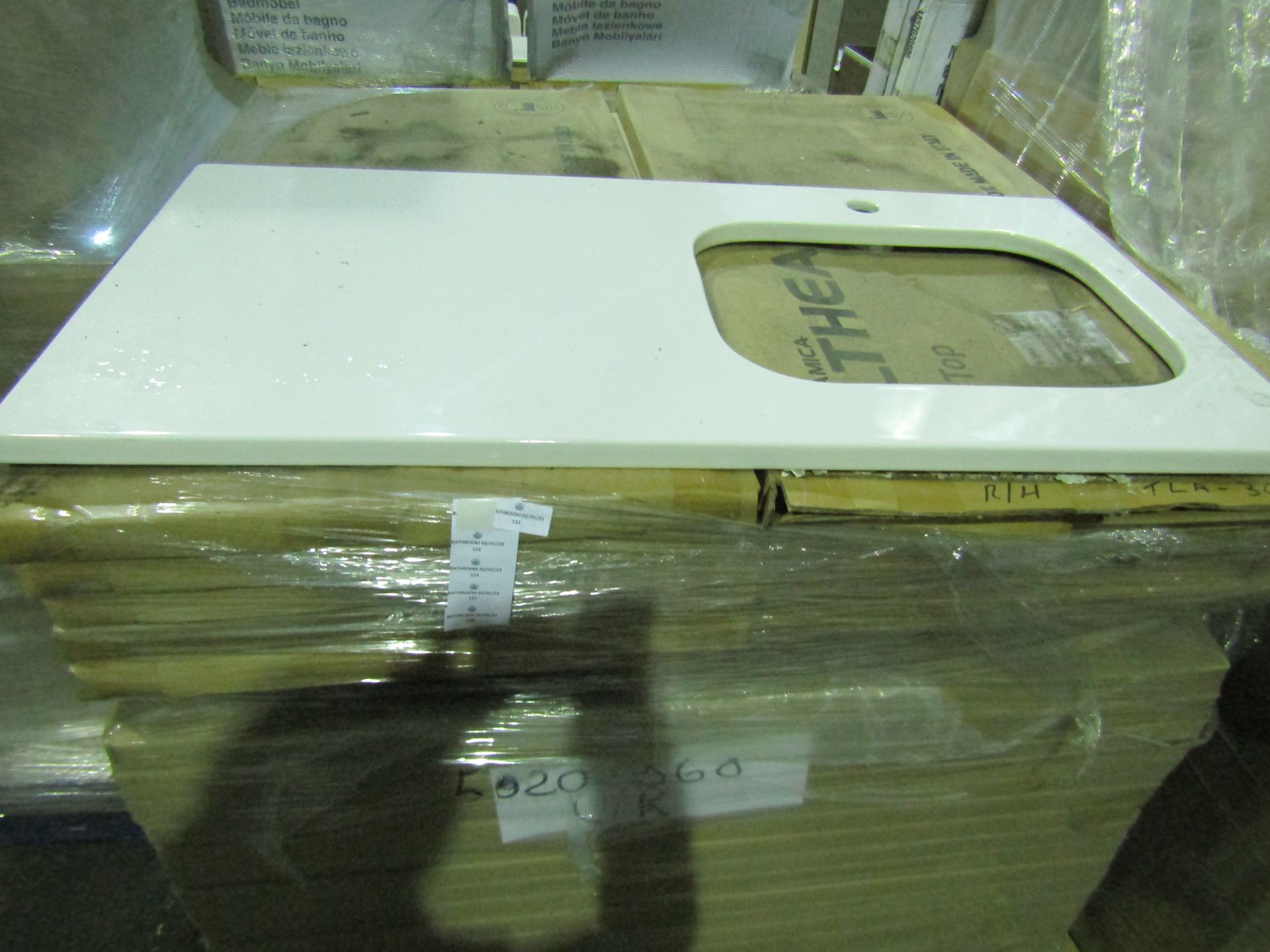 Althea - Ceramic White Worktop With 1TH ( 101x51cm ) - Unused & Boxed.