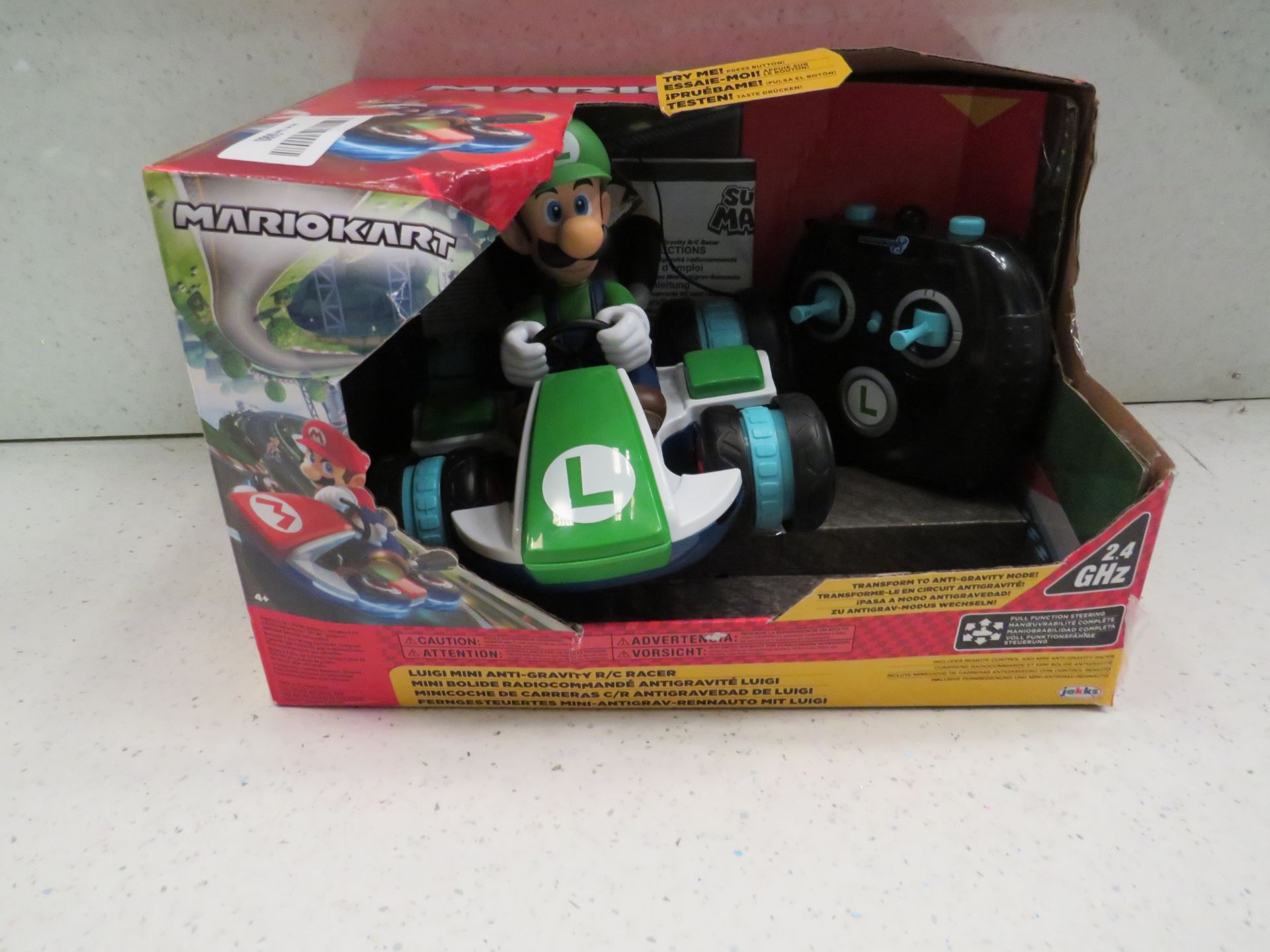 Mario Kart - Luigi Anti-Gravity Racer RC Car - Unchecked, Packaging Damaged.