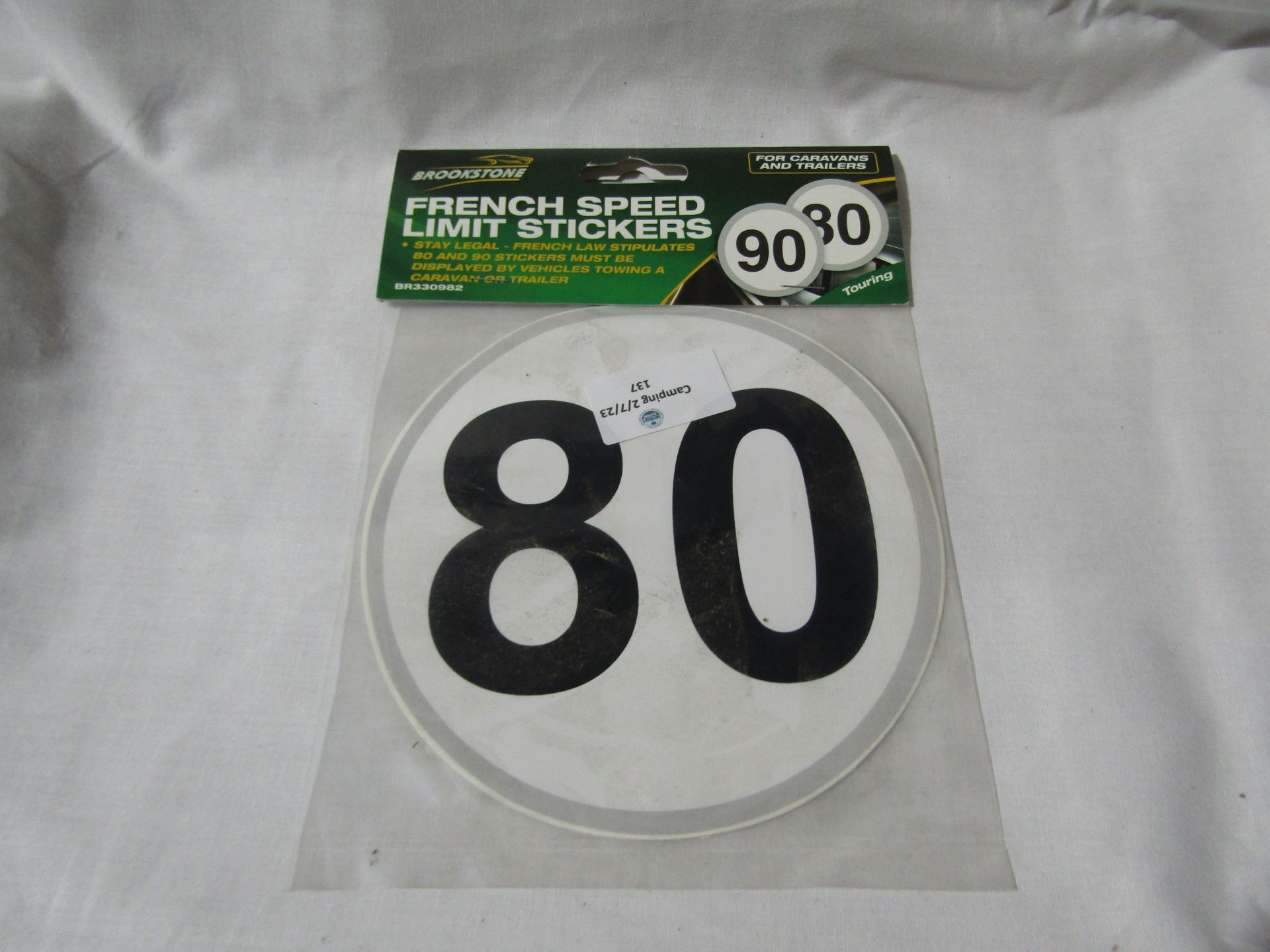 Approx 15x Brookstone French speed limit stickers, new