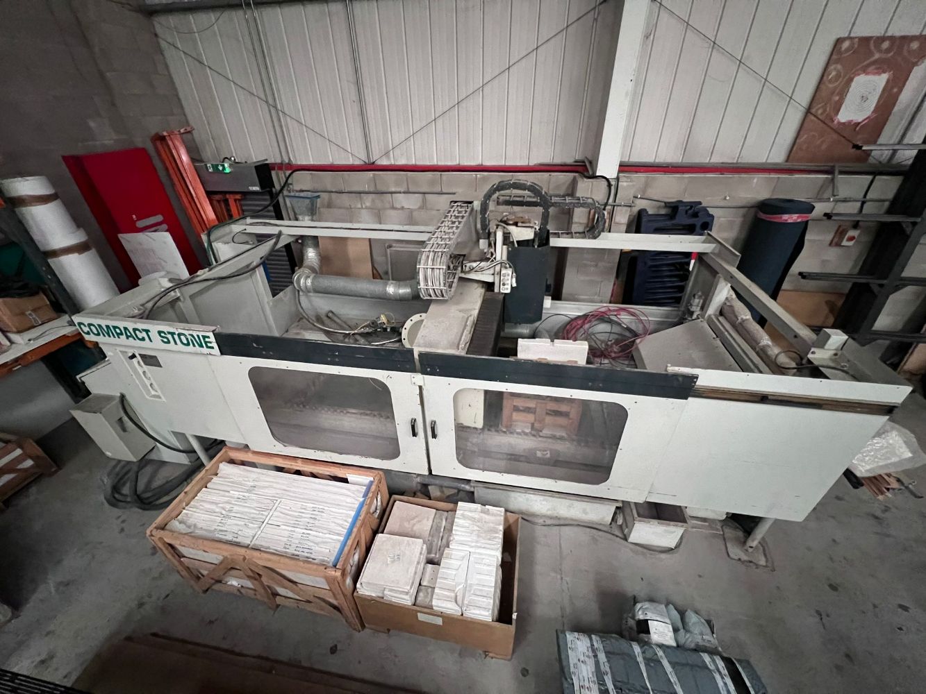 Off site Auction of Intermac Compact Stone CNC machine serial no. 90775 with a Broomwade Refrigerated Dryer