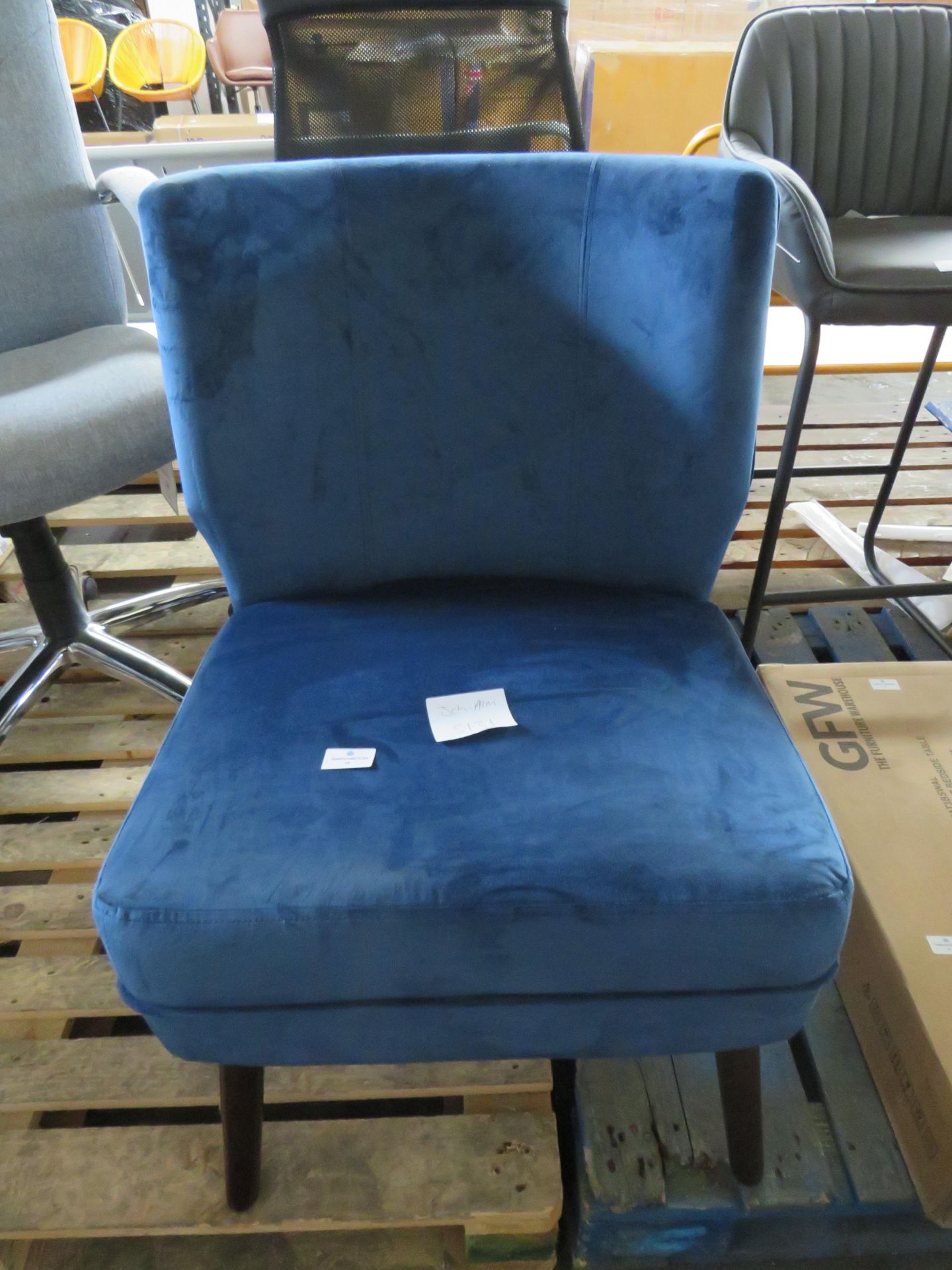 John Lewis John Lewis ANYDAY Guest Chair Dark Leg, Blue Velvet RRP 149 John Lewis ANYDAY Guest Chair