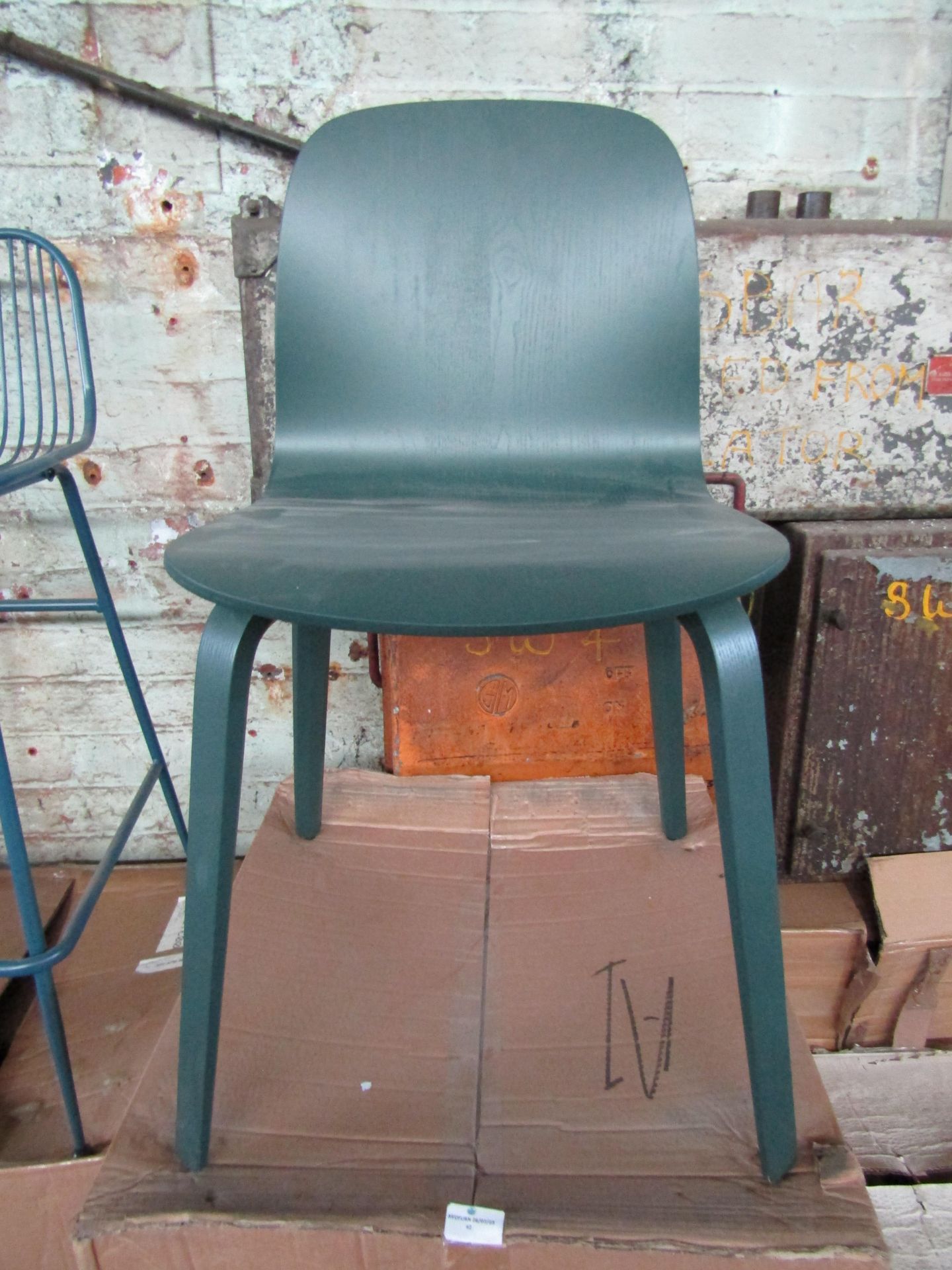 Heals Visu Chair Wood Base in Dark Green RRP 315.00 The Visu Chair series by Finnish designer Mika